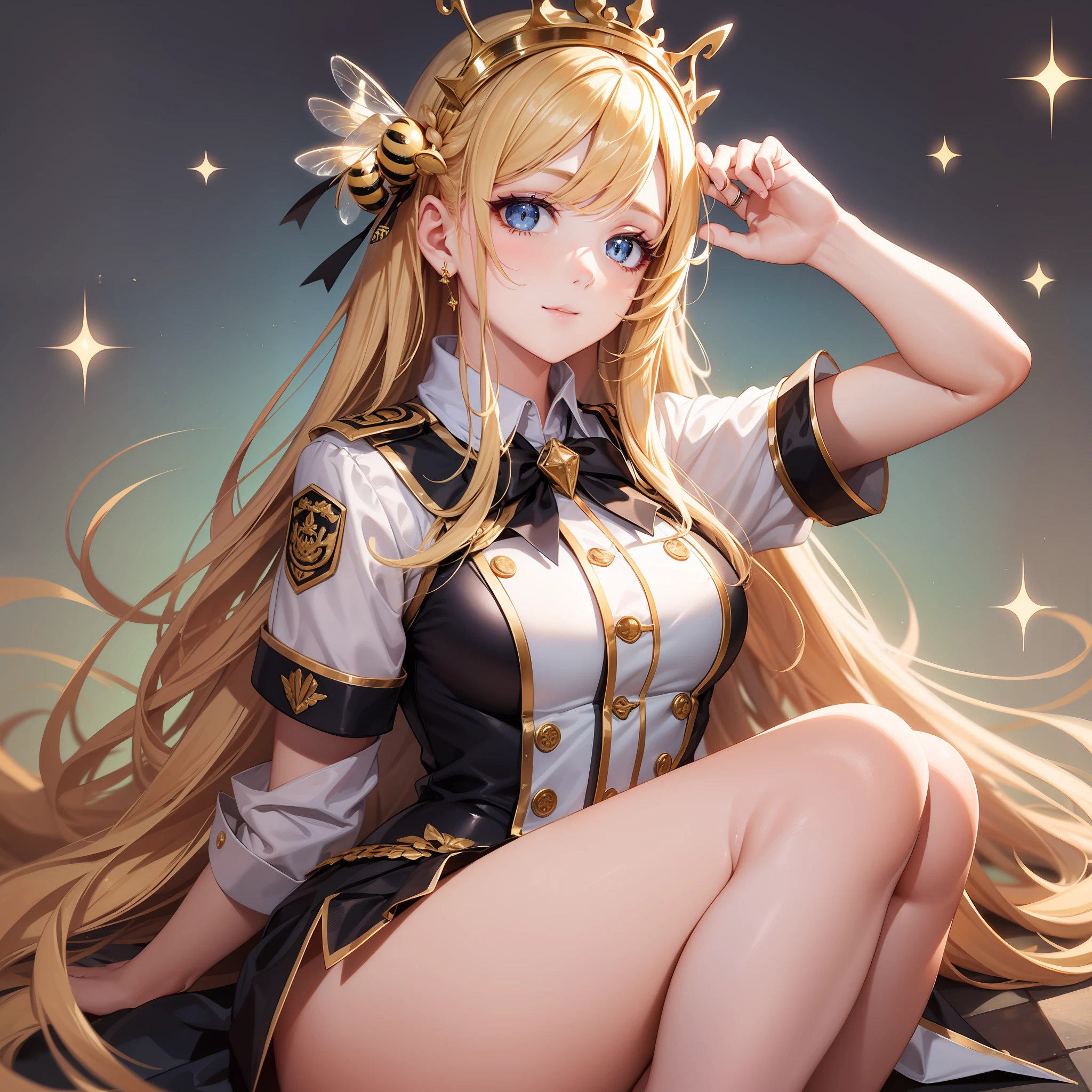 Bee Prayer Girl Blonde Long Hair Beauty Uniform Top Quality Masterpiece Sparkling Eyes