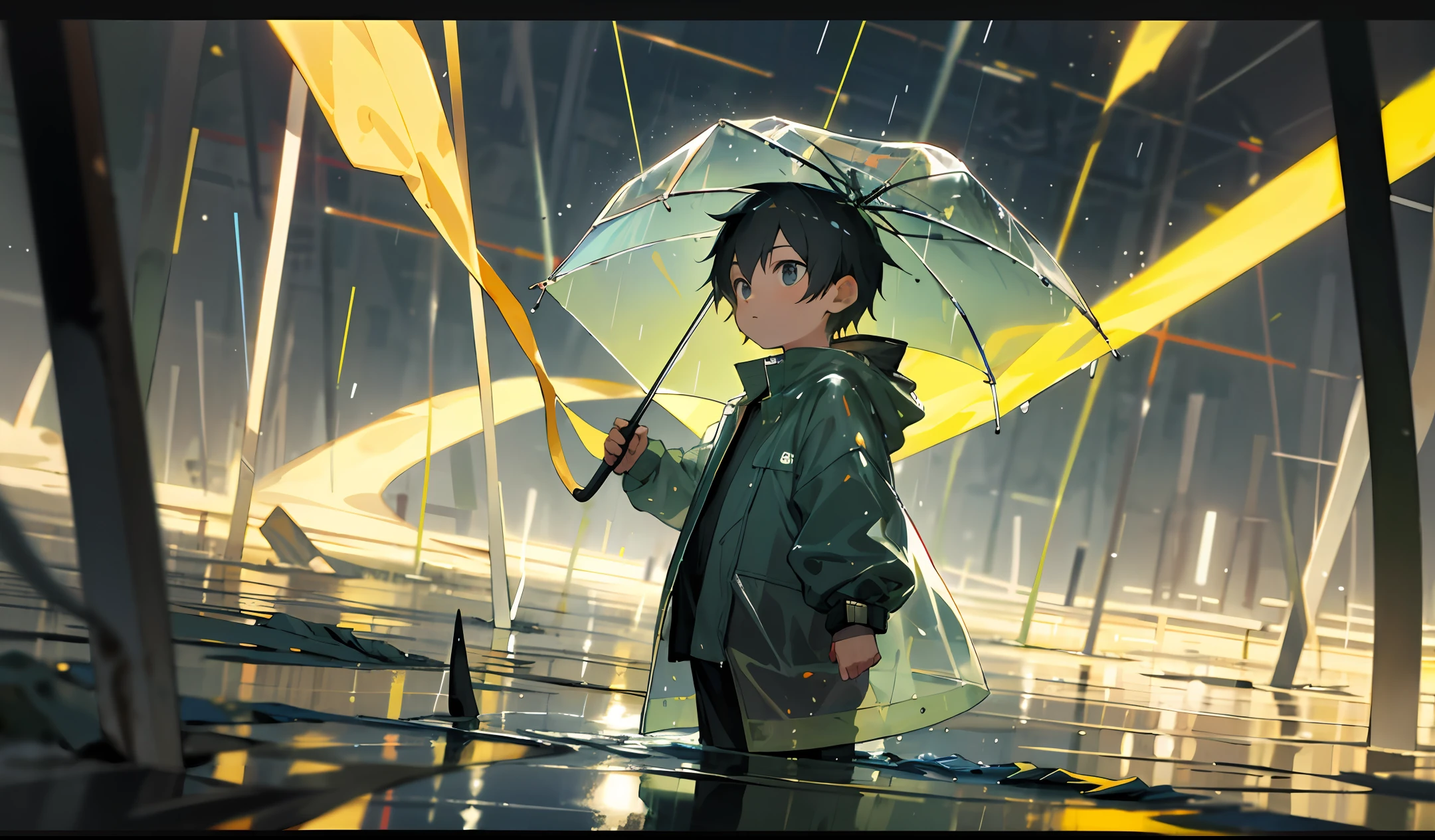 Clear raincoat, little boy