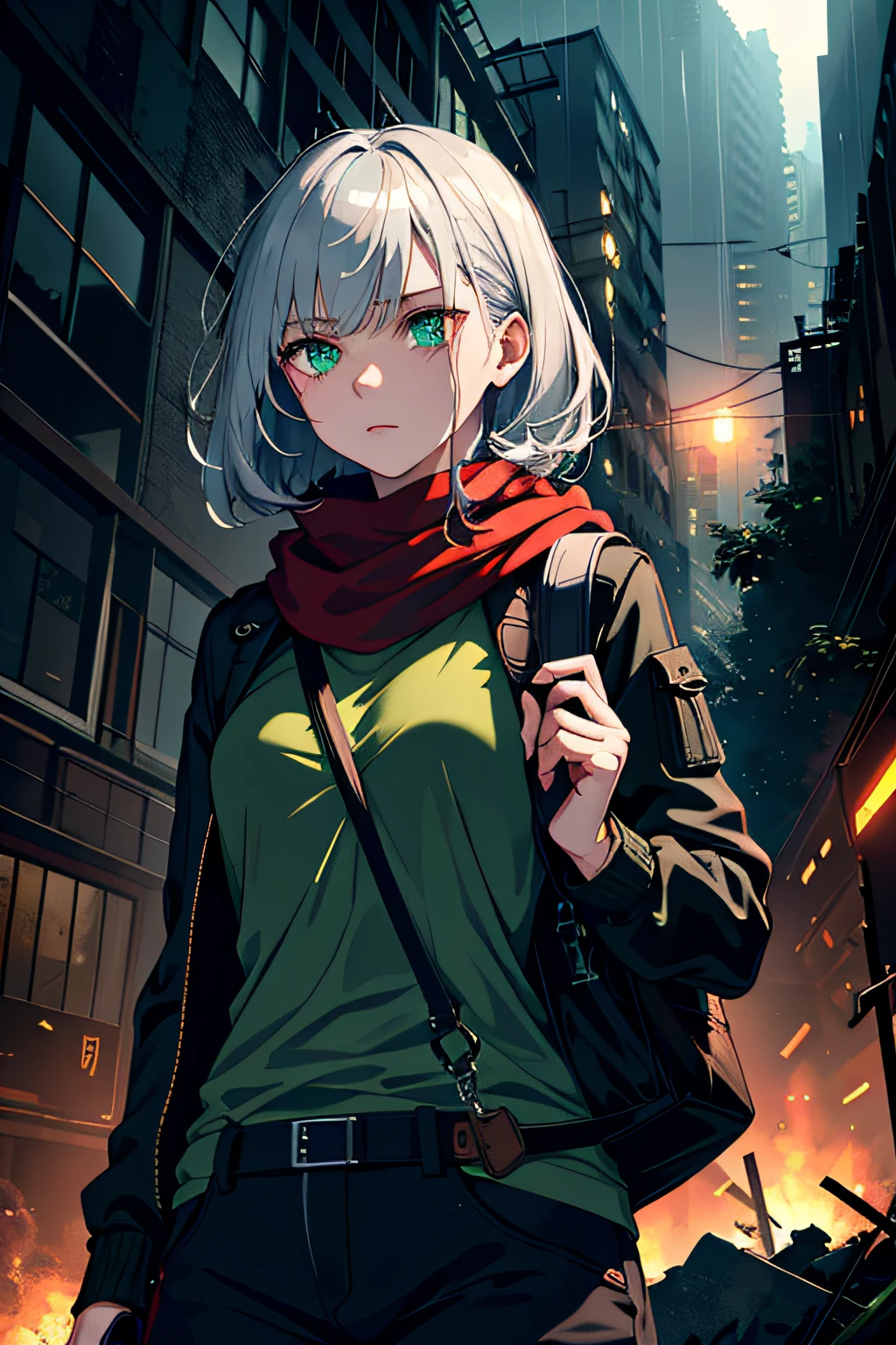anime character standing on a city street in the middle of a city, anime art wallpaper 8 k, anime style 4 k, anime wallpaper 4 k, anime wallpaper 4k, anime art wallpaper 4 k, anime art wallpaper 4k, 4k anime wallpaper, badass anime 8 k, anime style. 8k, artwork in the style of guweiz, anime style cityscape