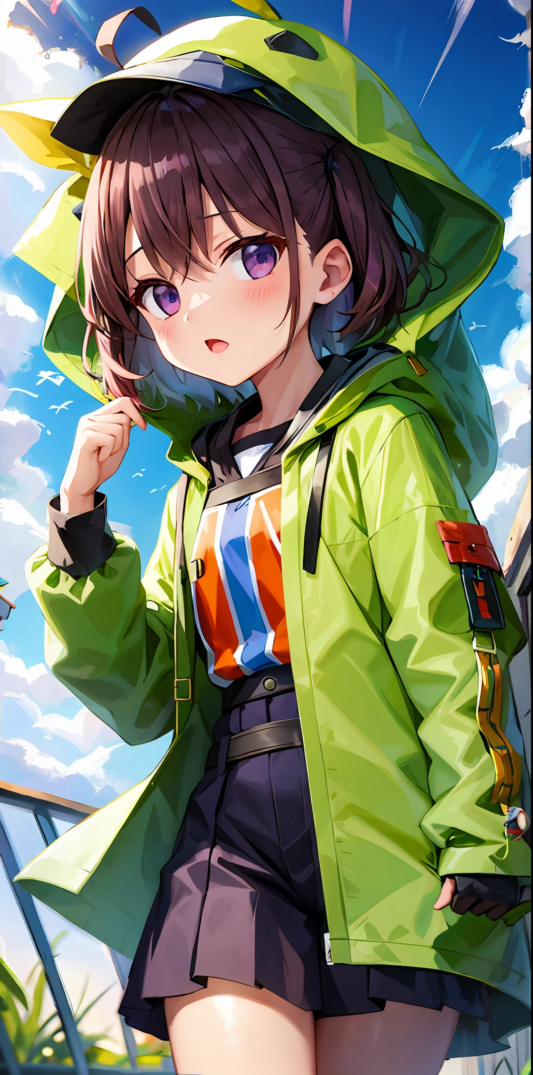 Little girl, raincoat, cloud
