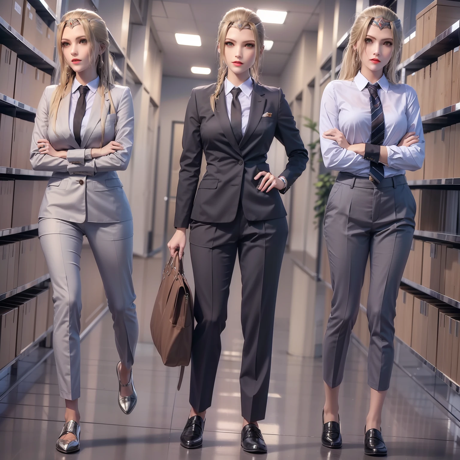 Standing, black stockings, shirt, women's suit, OL, black trousers, short hair, workplace trousers, office, secretary, black suit, ladies suit, ladies suit