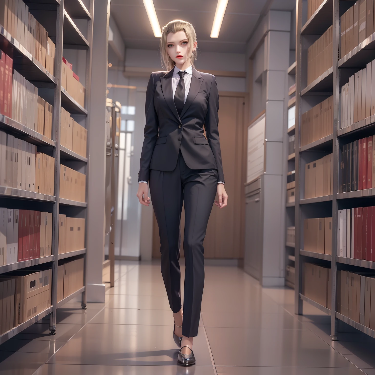 Standing, black stockings, shirt, women's suit, OL, black trousers, short hair, workplace trousers, office, secretary, black suit, ladies suit, ladies suit