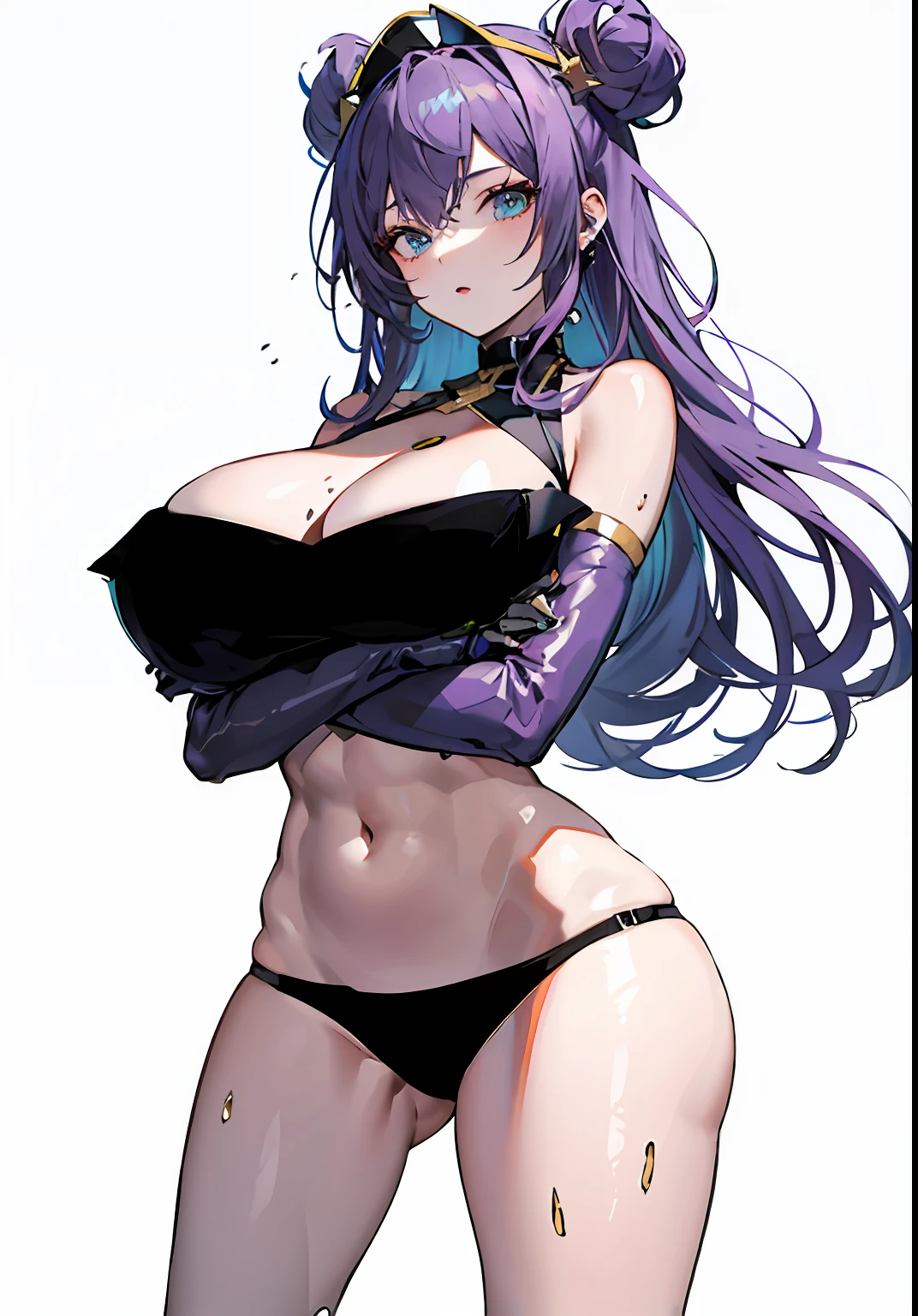 Cartoon close-up of a woman in a black bikini