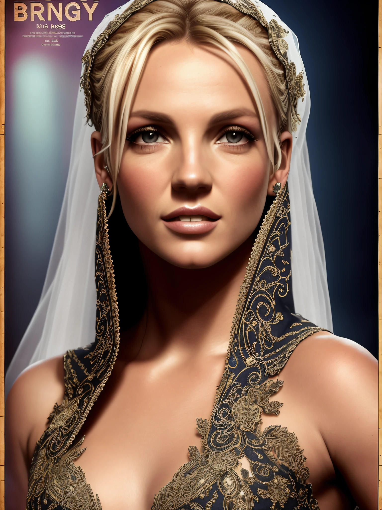 Britney Spears as Singer, dressed as bride for Song "Hijab is beautiful", vhs effect, (poster:1.6), poster on wall, nostalgia, movie poster, portrait, close up
(skin texture), intricately detailed, fine details, hyperdetailed, raytracing, subsurface scattering, diffused soft lighting, shallow depth of field, by (Oliver Wetter)