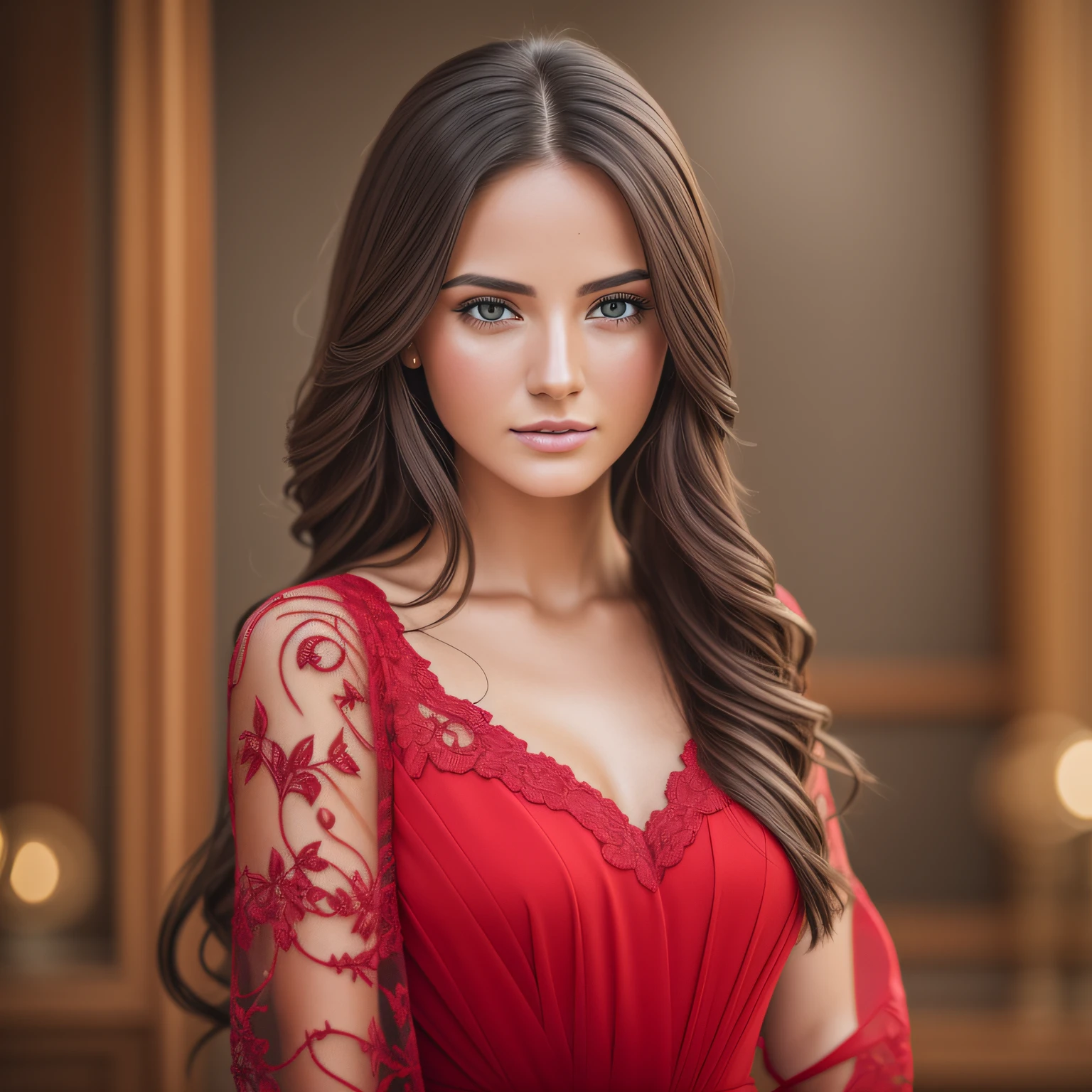 (best quality) woman in red dress sipping wine at a lavish party --auto