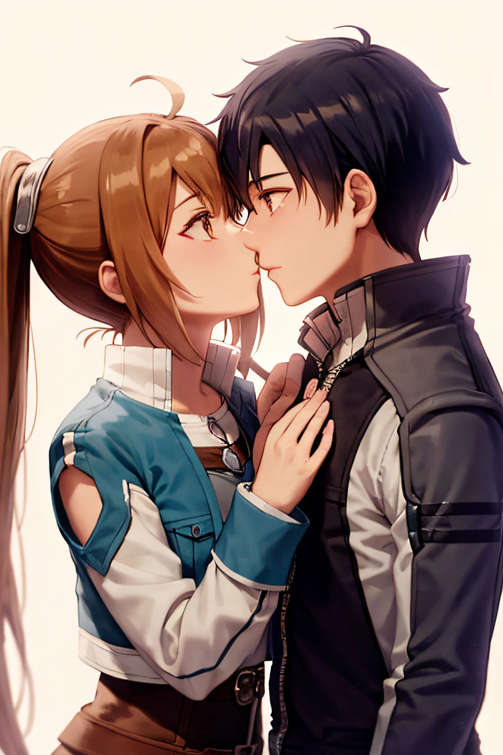 Masterpiece, best quality,1boy,1girl,kiss