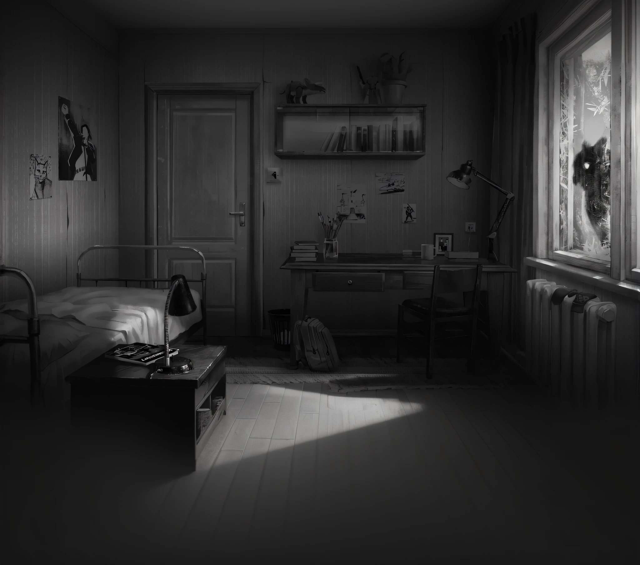 Room, black and white BW