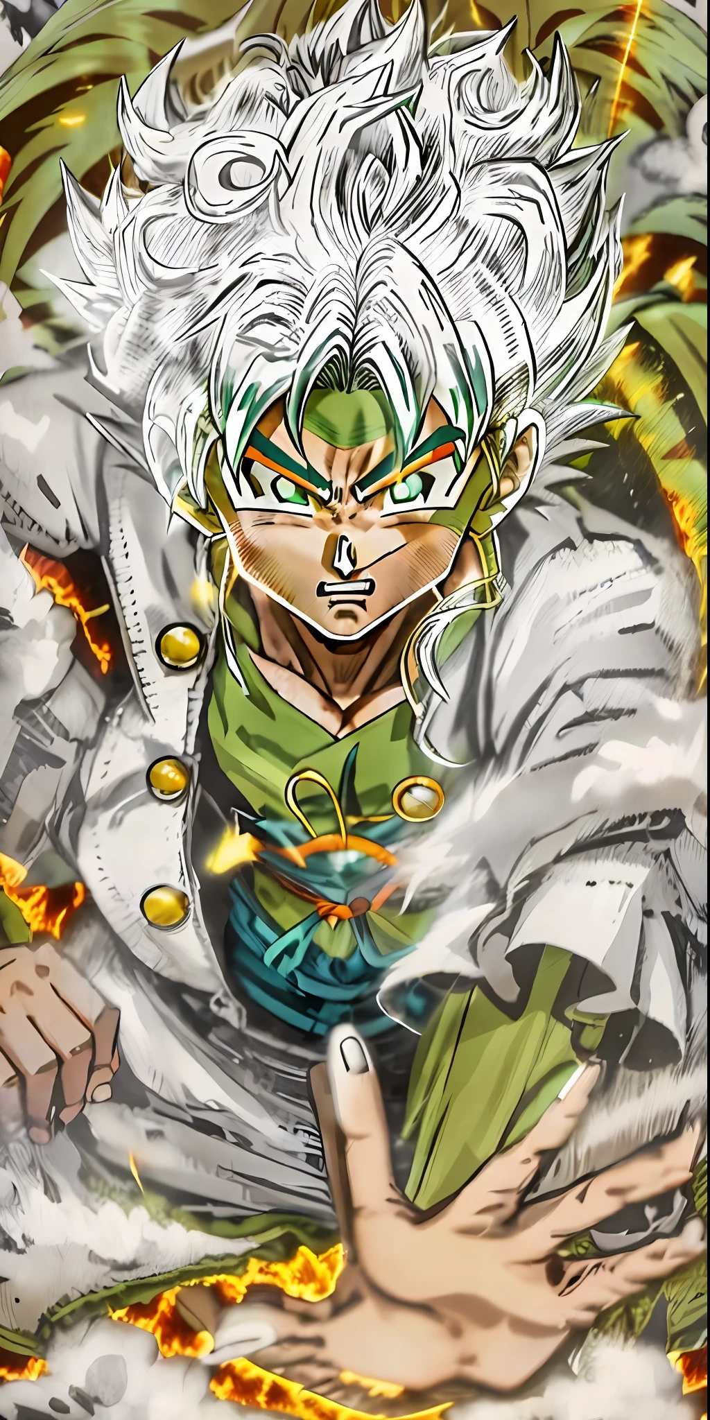 a cartoon image of a man with a sword and a hat, super saiyan 3, super sayan, super saiyan, super sayian goku, dragon ball z style, super saiyan goku, jesus christ going super saiyan, goku from dragon ball, dragon ball artstyle, dragon ball concept art, dragon ball style, character dragonball, broly
