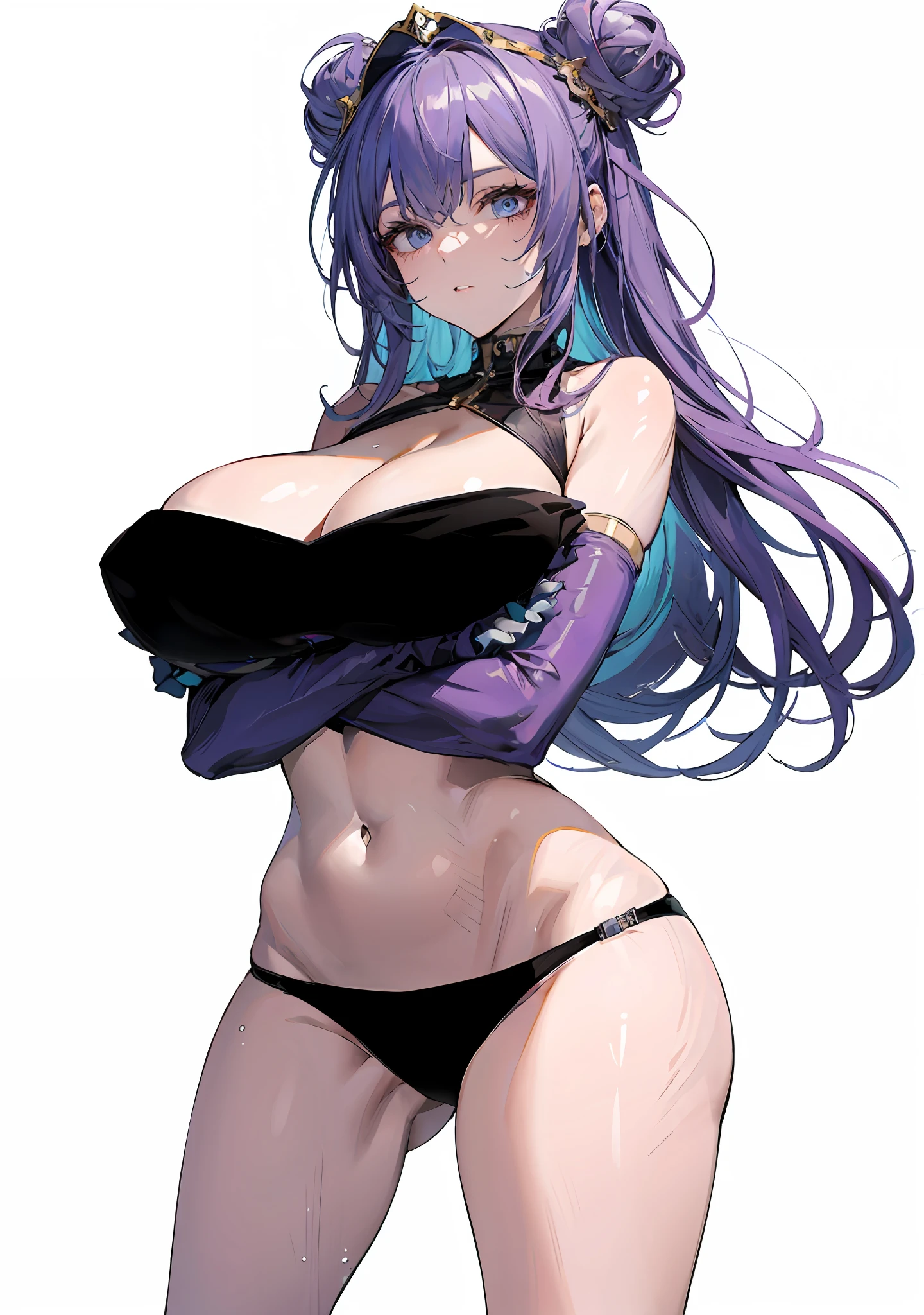Cartoon close-up of a woman in a black bikini
