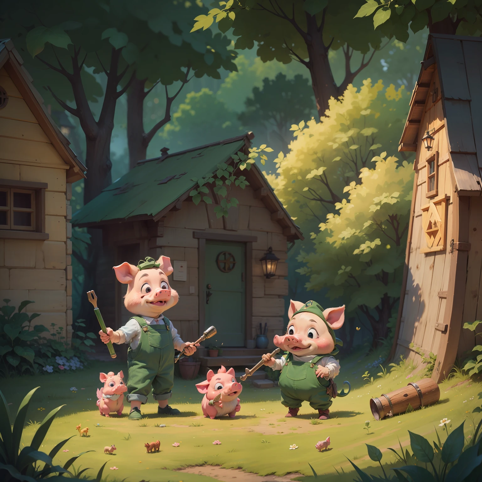 Fairy tale, three little pigs --auto