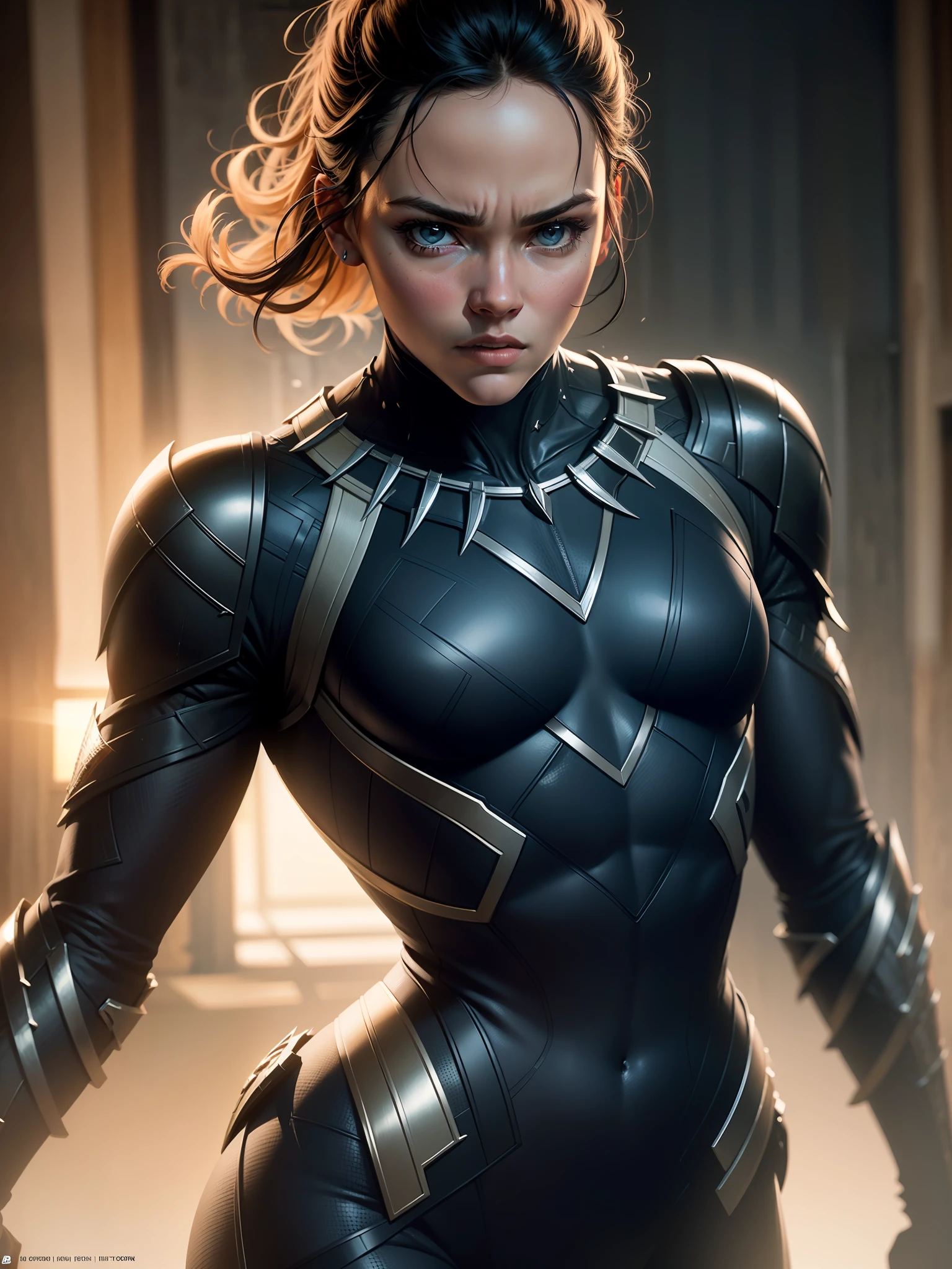 . .Tarantino style as Black Panther 8k, high definition, detailed face, detailed face, detailed eyes, detailed suit, in style of marvel and dc, hyper-realistic, + cinematic shot + dynamic composition, incredibly detailed, sharpen, details + superb details + evening with light + perfectionism + award winning realism ((moody lighting))