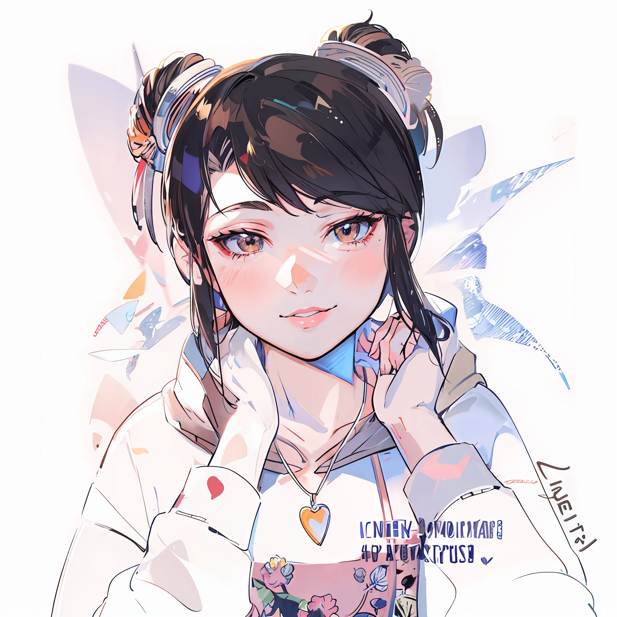 semi-realistic anime style, in an anime style, anime style portrait, urban girl fanart, clean detailed anime style, realistic anime art style, makoto shinkai (apex legends), anime realism style, realistic anime art style, anime style, anime style character, young girl realistic anime, anime style illustration, korean beauty girl smiling, fair skin, black hair, brown eyes,  blue sweatshirt, long hair, colorful illustration