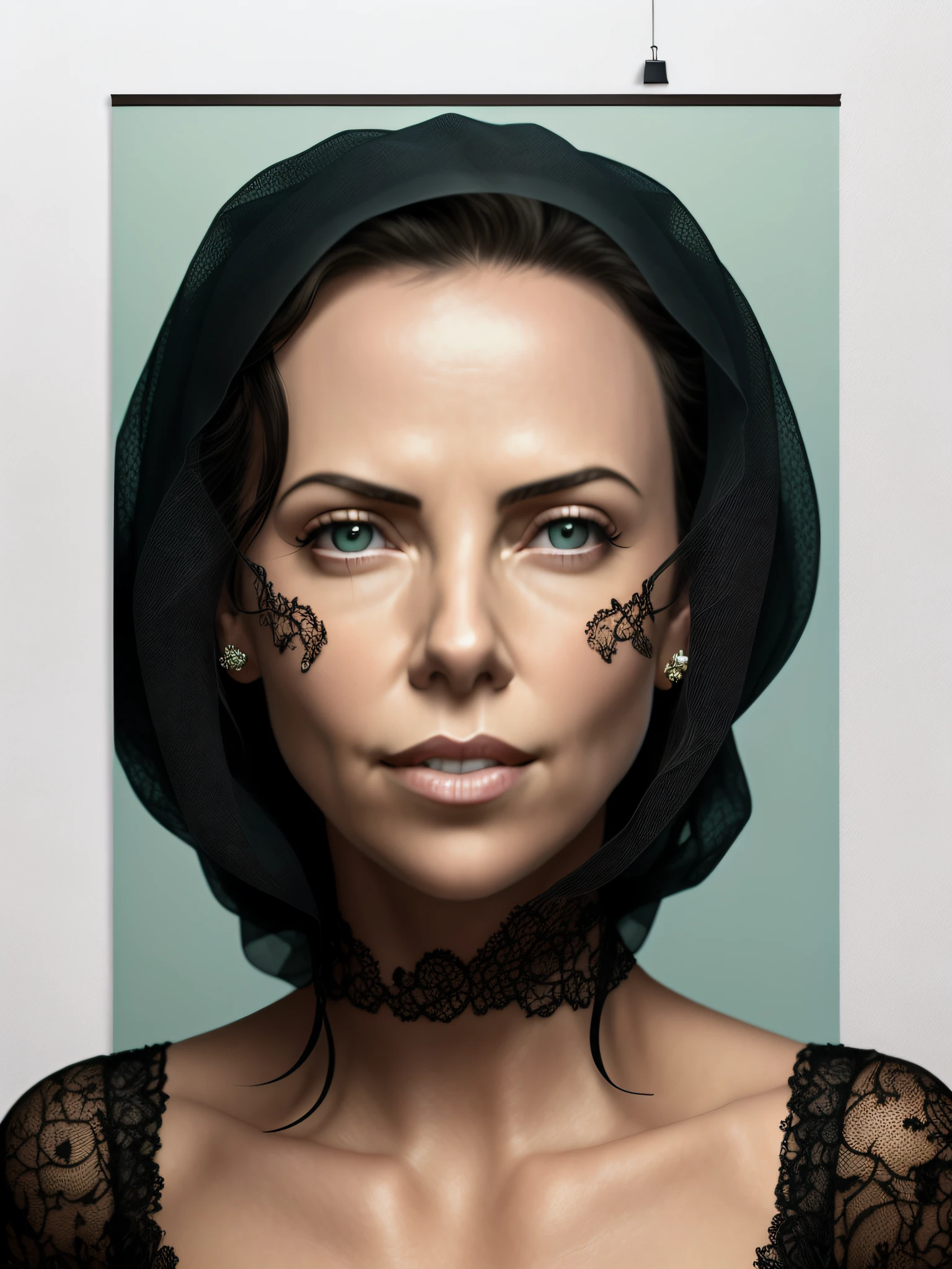 Charlize Theron as Singer, dressed as bride for Song "Hijab is beautiful", vhs effect, (poster:1.6), poster on wall, nostalgia, movie poster, portrait, (close up:0.5)
(skin texture), intricately detailed, fine details, hyperdetailed, raytracing, subsurface scattering, diffused soft lighting, shallow depth of field, by (Oliver Wetter)