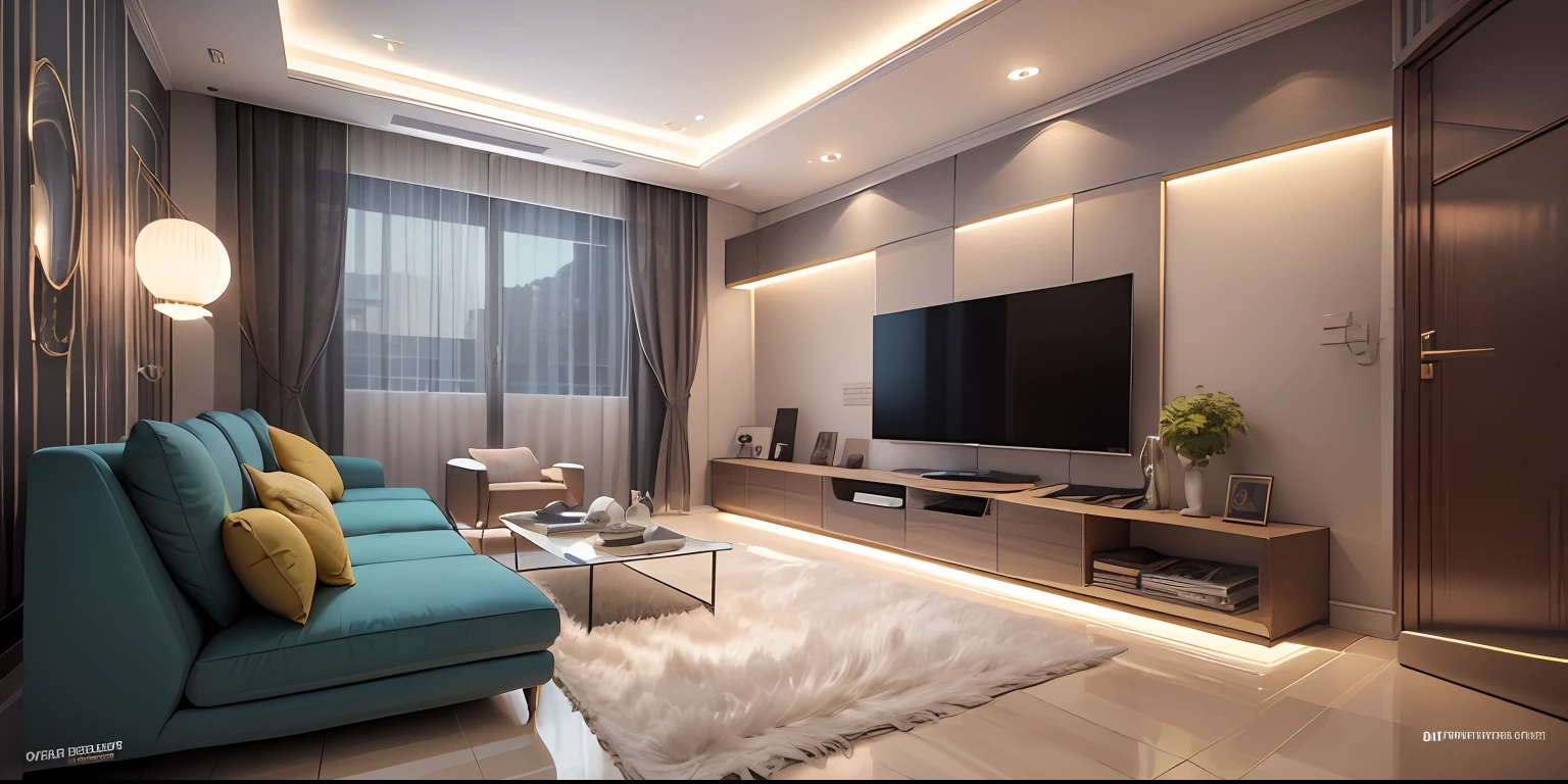 Welcome to your new modern and elegant room! (((Front Camera))) This space has been designed to offer an incredible entertainment experience and a welcoming environment in which to relax. Here's your project:
On the main wall, a state-of-the-art Smart TV occupies a prominent place. With its large screen and smart features, you'll be able to enjoy movies, series, and even access your social networks with ease.
Below the television, there is a modern console with spacious shelves, where you can organize your electronic devices, books and decorations. This adds a sense of tidiness and functionality to the space.
Two modern and comfortable sofas occupy the corners of the room, arranged in such a way as to create an appearance of depth. One sofa faces the television, while the other faces the opposite wall, creating a warm and inviting atmosphere.
A beautiful, soft rug covers the floor, adding comfort to your feet. It complements the colors and style of the room, providing an elegant contrast.
A modern and sophisticated chandelier hanging from the ceiling illuminates the environment with its soft and pleasant light. Their presence adds a touch of glamour and sophistication to the space.
In the center of the room. Its clean and contemporary design fits perfectly into the modern environment you desire.
With this combination of modern elements such as the Smart television, comfortable sofas, sophisticated chandelier, beautiful carpet and minimalist coffee table, your living room is sure to have an appearance of depth and charm. It's a perfect space to relax, watch movies, socialize with friends, or spend quality time with your family. Enjoy!
