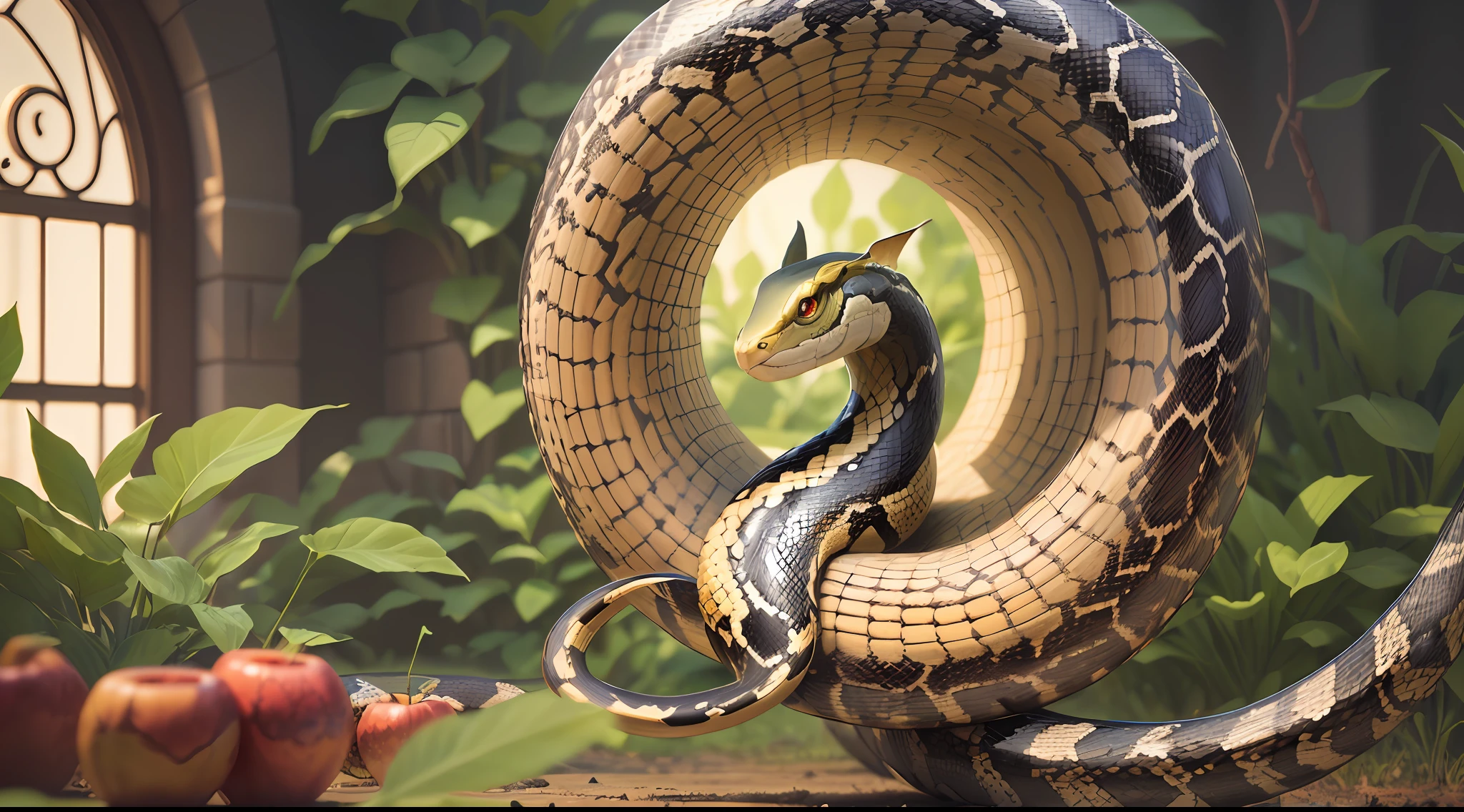 there is a snake that is sitting inside of a tire, coiled realistic serpents, snake art, snake is surrounding them, ultra realistic 3d illustration, 3 d epic illustrations, giant snake, highly detailed snakes, snake, realistic illustration, digital painting highly detailed, detailed digital 3d art, trend on behance 3 d art