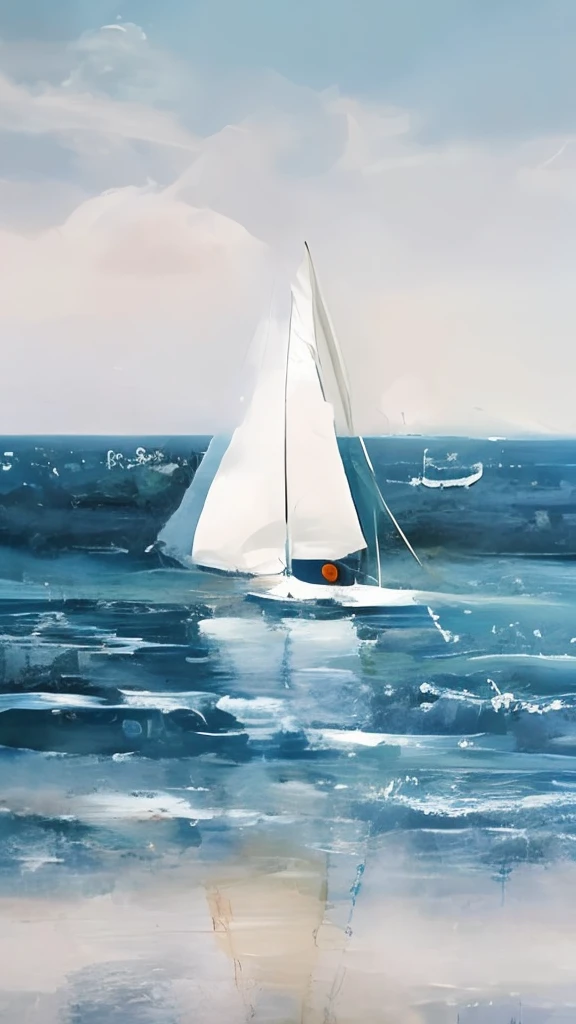painting sailboat in the sea with cloudy sky, sailing ship, sailing ship, on the sea, calm sea, oil painting, on the ocean, a boat, sailing ship, sailing ship, sailing ship in the water, acrylic painting, inspired by Fitzheu Lane, peaceful illustration, sailing ship, dark blue oil painting