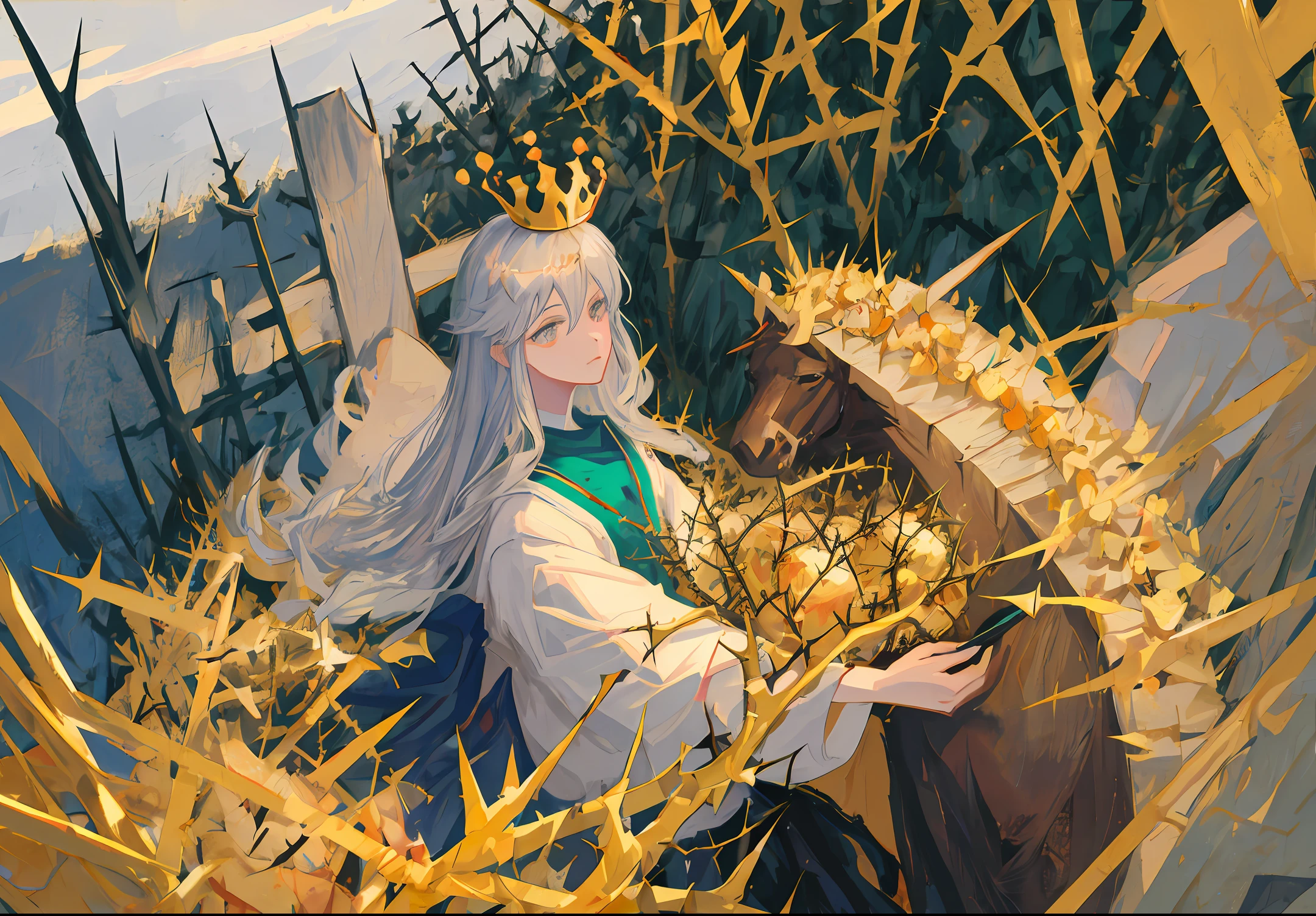 Jesus with anime-style crown of golden thorns