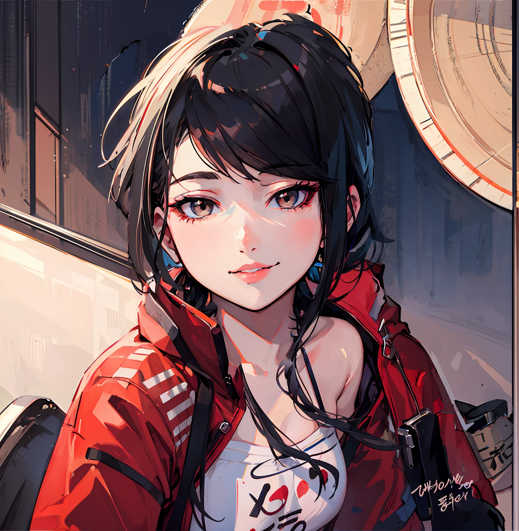 semi-realistic anime style, in an anime style, anime style portrait, urban girl fanart, clean detailed anime style, realistic anime art style, makoto shinkai (apex legends), anime realism style, realistic anime art style, anime style, anime style character, young anime realistic girl, anime style illustration, red clothes, elegant red clothes, korean fashion, stylish clothes