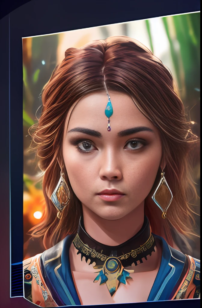 ultra realistic photography, perfectly centered medium upper shot of Aloy from horizon zero dawn, creatures from horizon zero dawn jungle cliffs in the background, looking at viewer, fashion pose, extremely detailed eyes, detailed symmetric realistic face, extremely detailed natural texture, detailed peach fuzz, messy hair, masterpiece, absurdres, award winning photo by lee jeffries, nikon d850 film stock photograph, kodak portra 400 camera f1.6 lens, depth of field, extremely detailed, amazing, fine detail, rich colors, hyper realistic lifelike texture, dramatic lighting, unrealengine, trending on artstation, cinestill 800 tungsten, photo realistic, RAW photo, TanvirTamim, high quality, highres, sharp focus, extremely detailed, cinematic lighting, 8k uhd, high definition, cinematic, neoprene, behance contest winner, featured on unsplash, cgsociety, unreal engine 5, ultra sharp focus