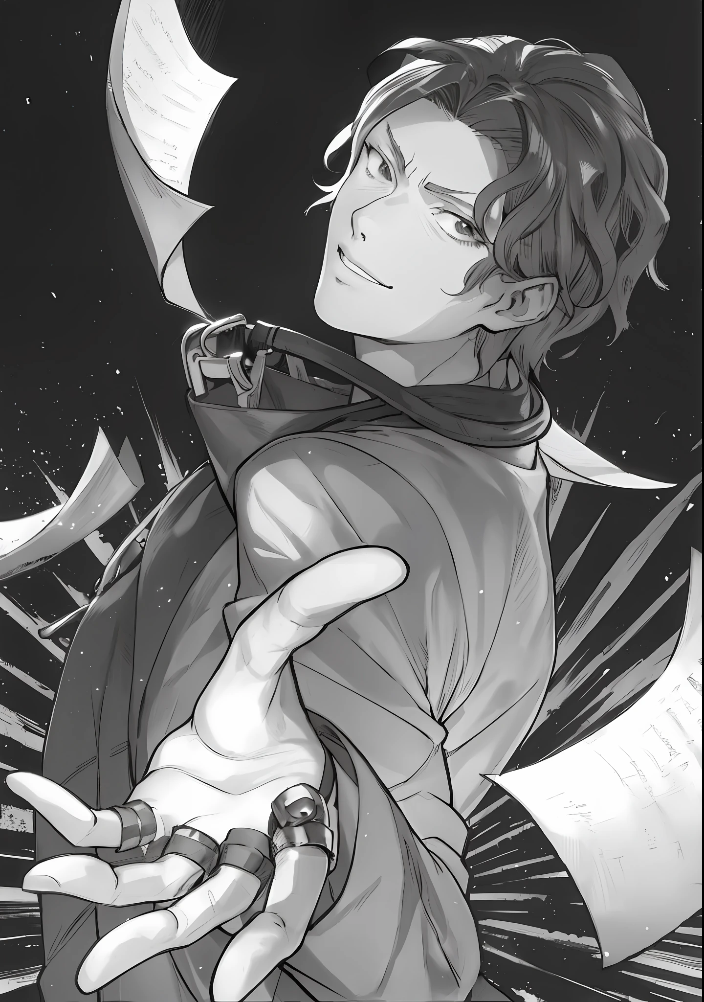 anime - image style of a man kentaro miura manga art style, highly detailed exquisite fanart, shigenori soejima illustration, makoto shinkai (apex legends), black and white manga page, high quality fanart, kentaro miura manga style