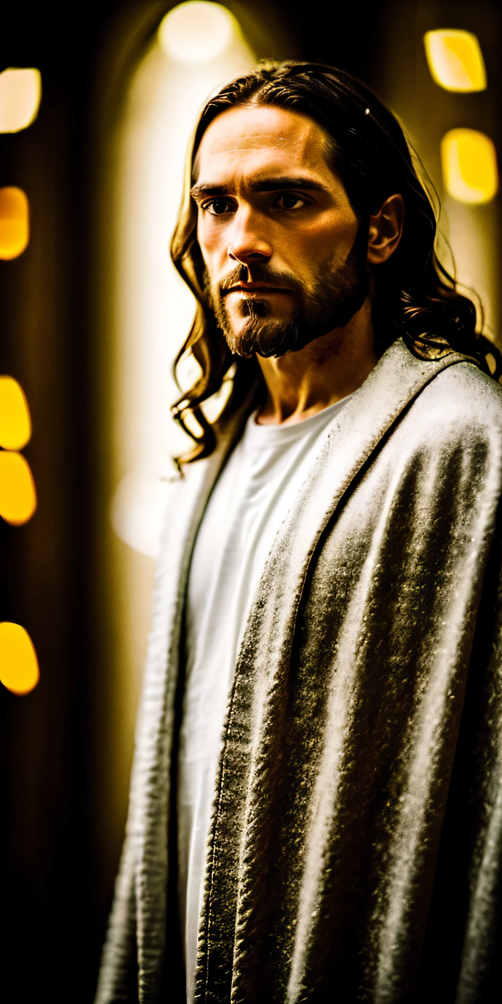 By portraying historical Jesus, you can explore cinematic lighting with depth-of-field and bokeh effects. Use techniques such as realism, photorealism and hyperrealism, inspired by professional photography in UHD format, captured by modern DSLRs with HDR support. Surprise viewers with a vivid and captivating portrait of Jesus, highlighting his divine presence and his message of love and hope.