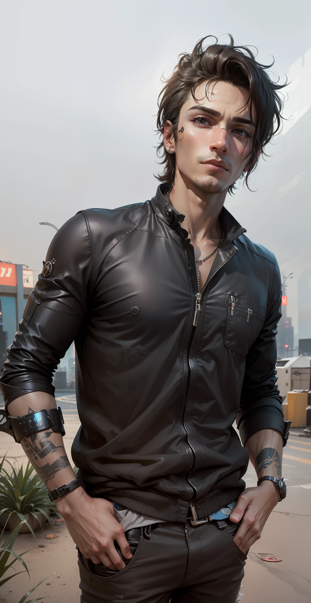 Change background, cyberpunk handsome boy, ultra realistic, 8k
