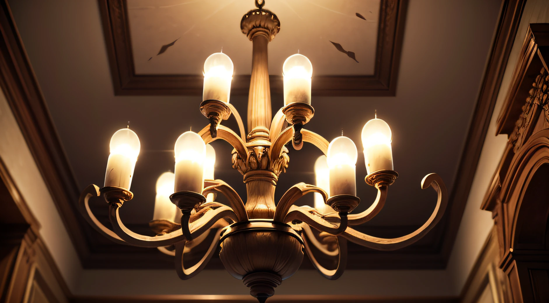 Medieval chandelier made of bones, front view