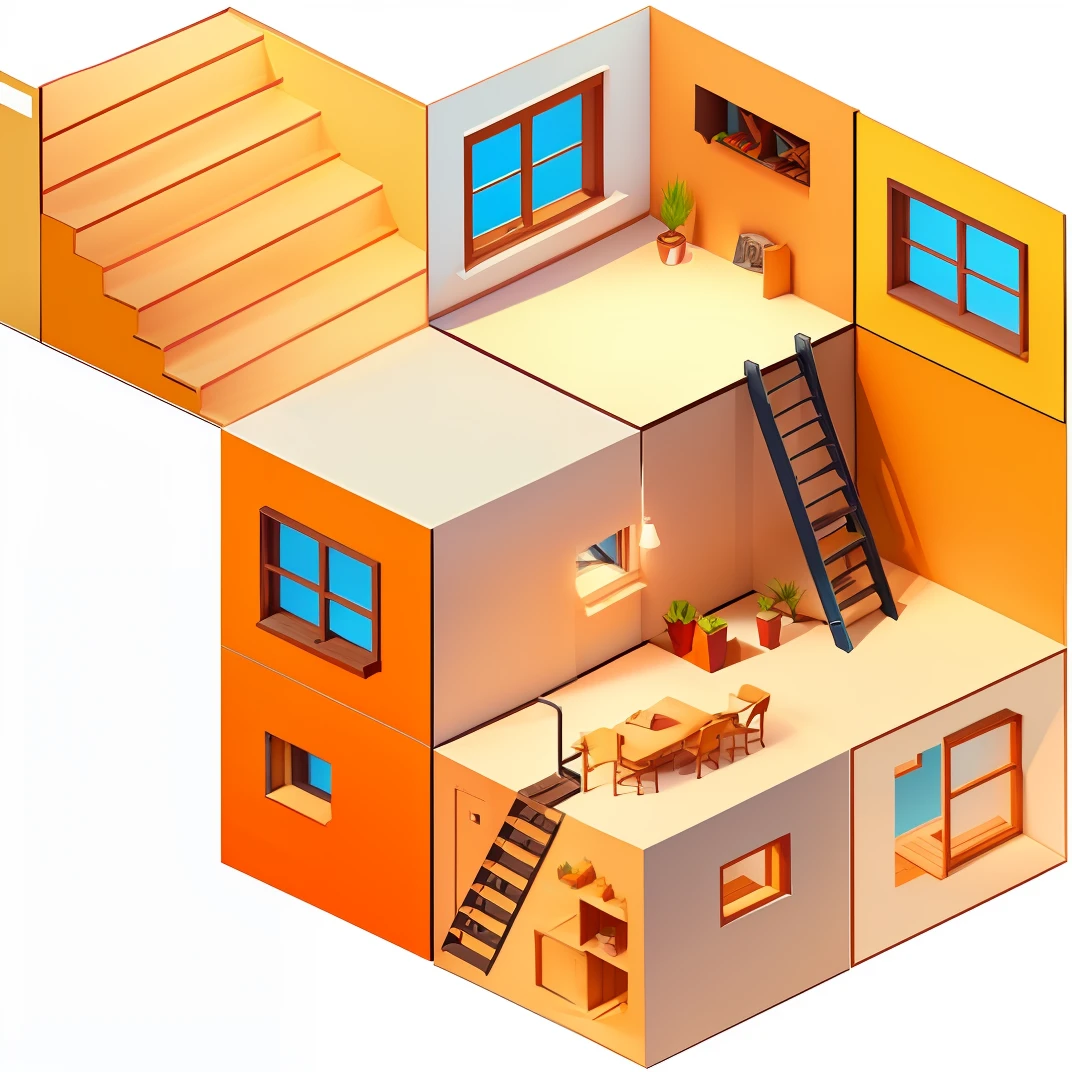 a cartoon image of a ladder on a building with a window, isometric staircase, isometric viewpoint, impossible stairs, isometric drawing, isometric game, isometric 3 d, isometric 3d, isometric view from behind, isometric, accurate isometric viewpoint, isometric angles, isometric angle, isometric art, 3d isometric