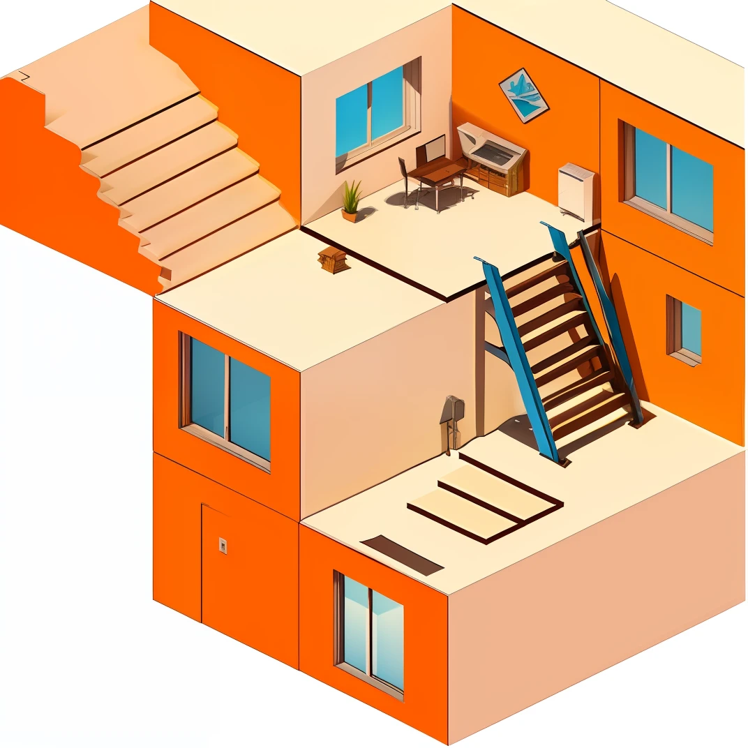 a cartoon image of a ladder on a building with a window, isometric staircase, isometric viewpoint, impossible stairs, isometric drawing, isometric game, isometric 3 d, isometric 3d, isometric view from behind, isometric, accurate isometric viewpoint, isometric angles, isometric angle, isometric art, 3d isometric