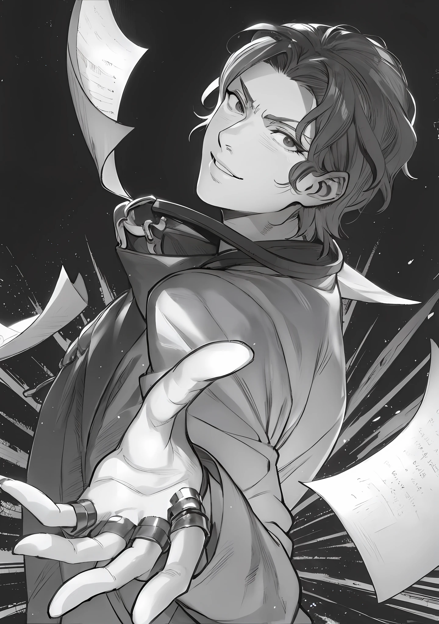 anime - image style of a man kentaro miura manga art style, highly detailed exquisite fanart, shigenori soejima illustration, makoto shinkai (apex legends), black and white manga page, high quality fanart, kentaro miura manga style