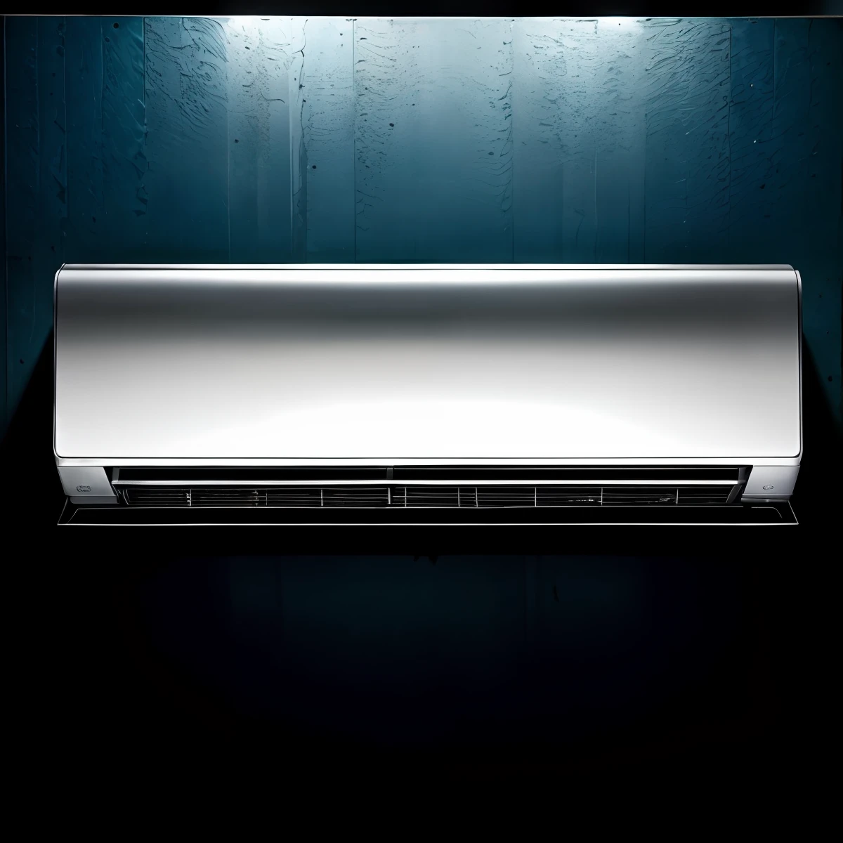 Horror background, black air conditioning, horror, metal material, perfect light and shadow, product photos, bloodshot wall