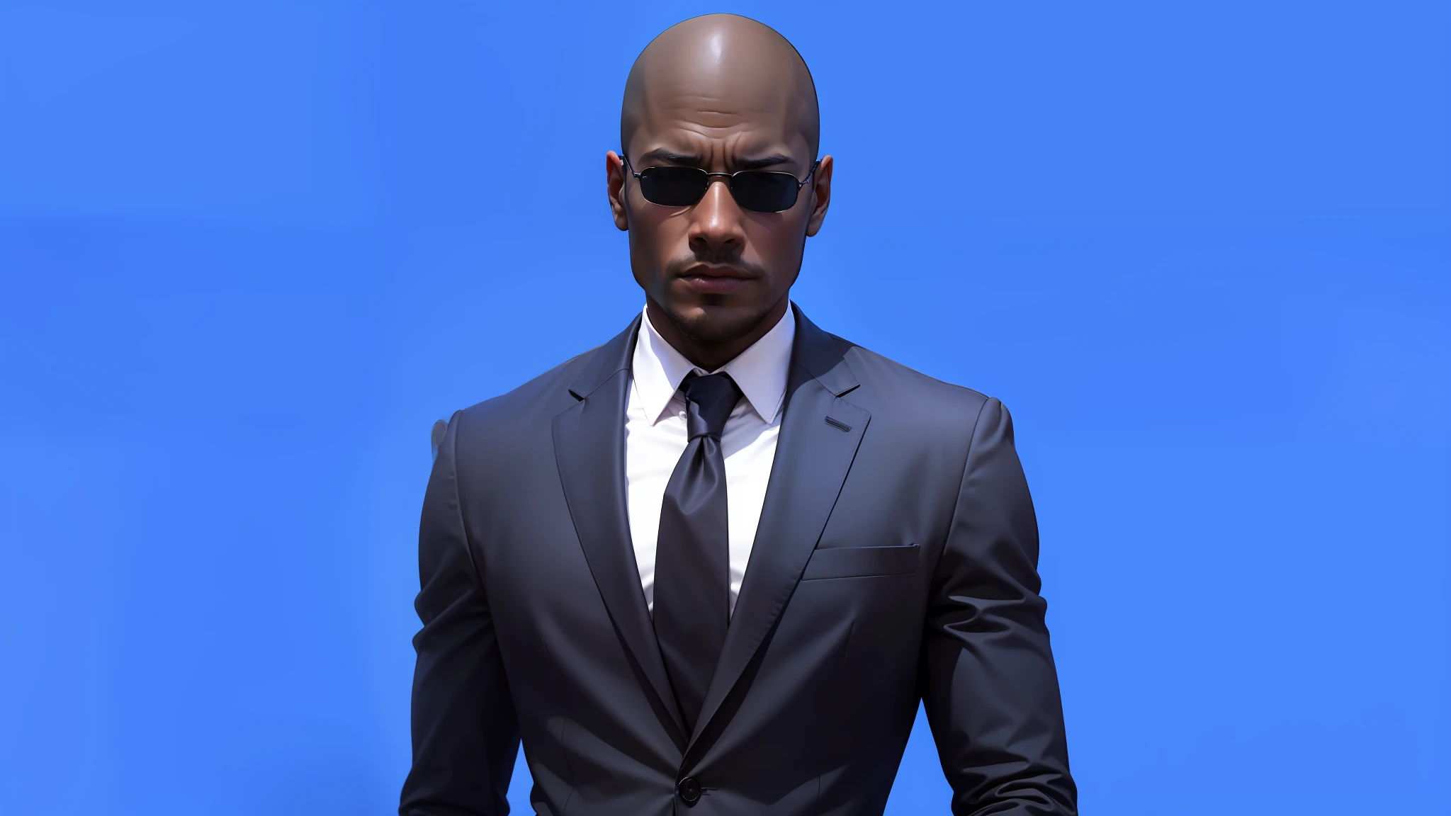 Darken selected object to dark black. Darken suit to black.