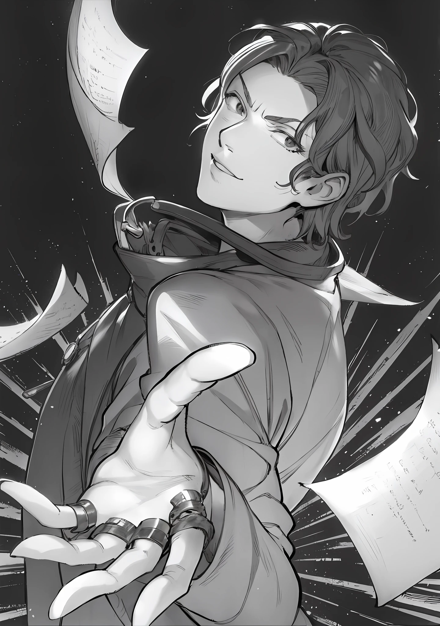 anime - image style of a man kentaro miura manga art style, highly detailed exquisite fanart, shigenori soejima illustration, makoto shinkai (apex legends), black and white manga page, high quality fanart, kentaro miura manga style