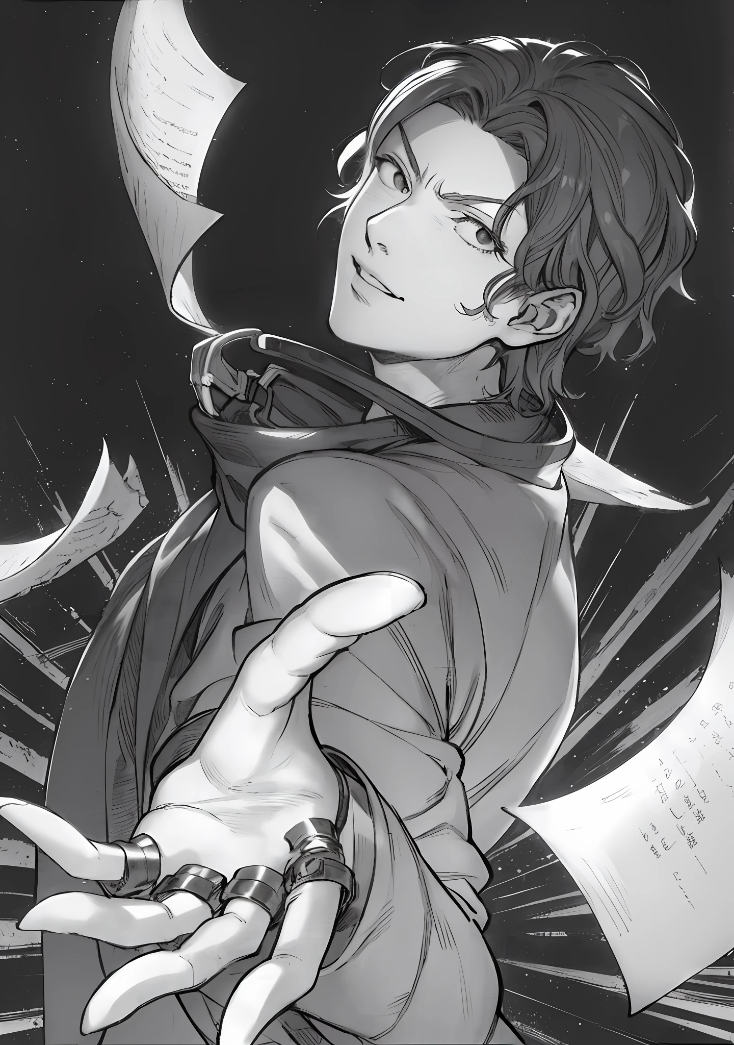 anime - image style of a man kentaro miura manga art style, highly detailed exquisite fanart, shigenori soejima illustration, makoto shinkai (apex legends), black and white manga page, high quality fanart, kentaro miura manga style