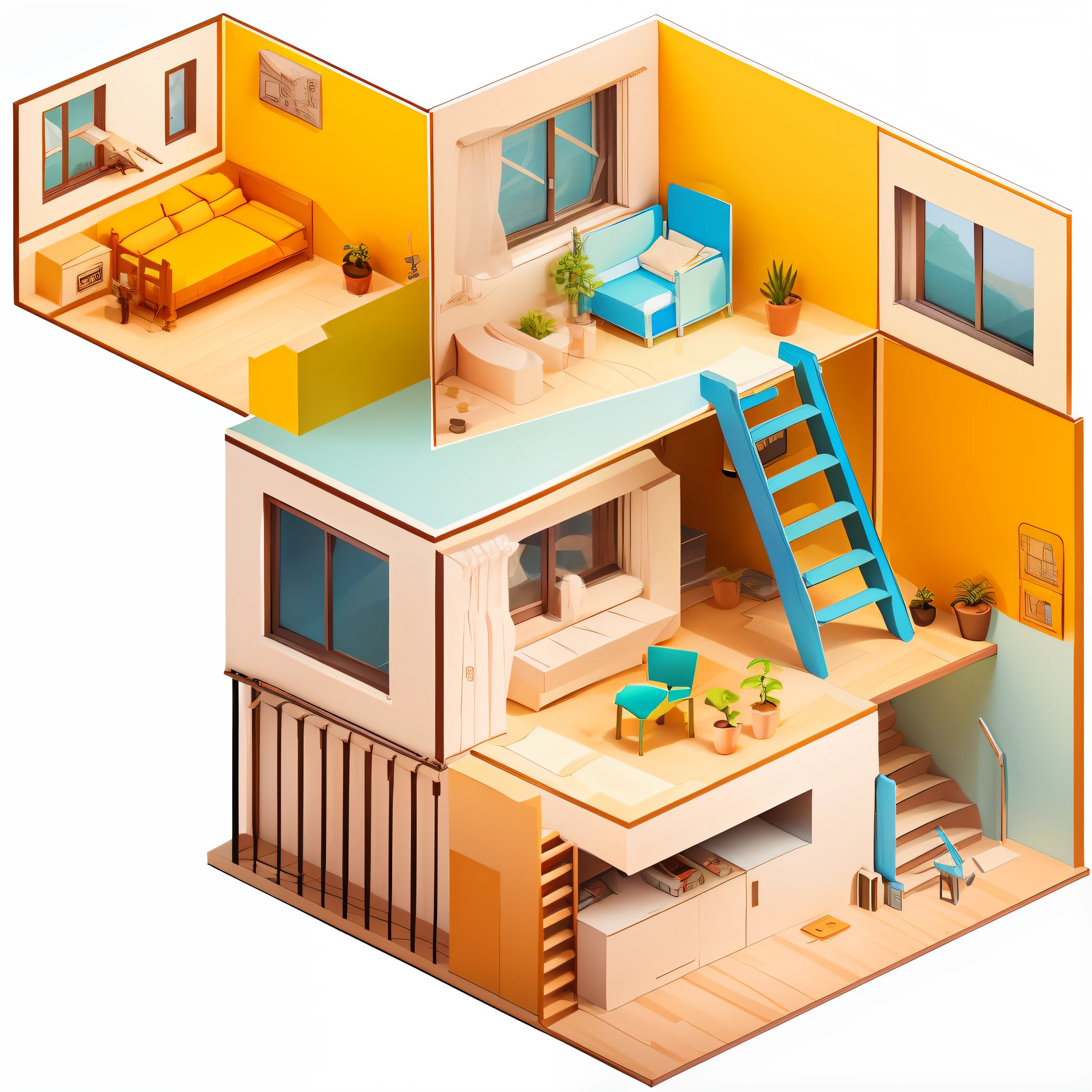 a cartoon image of a ladder on a building with a window, isometric staircase, isometric viewpoint, impossible stairs, isometric drawing, isometric game, isometric 3 d, isometric 3d, isometric view from behind, isometric, accurate isometric viewpoint, isometric angles, isometric angle, isometric art, 3d isometric