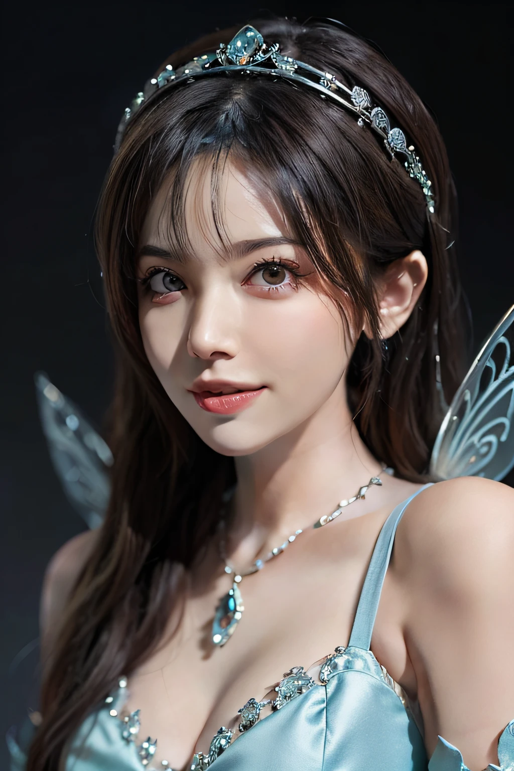 Snow white, posing as a queen, dressed as a queen, beautiful princess, smiling like a fairy queen, in a flamboyant dress, portrait of Snow White, in fantasy, Disney!, anime princess