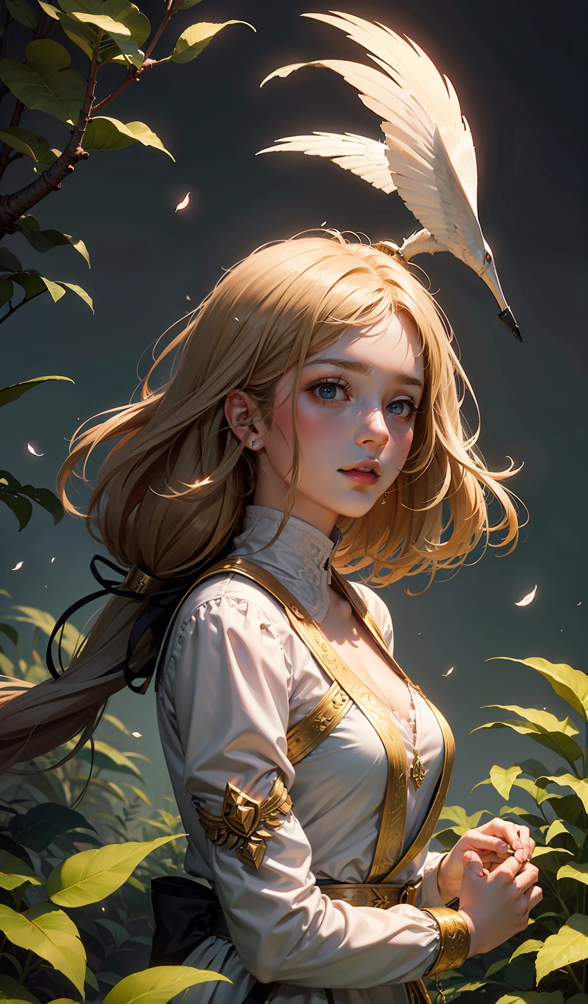Masterpiece, best quality, (very detailed CG unity 8k wallpaper) (best quality), (best illustration), (best shadows) Nature's delicate leaves petals of various colors falling in the air light Tracking, super detailed --v6