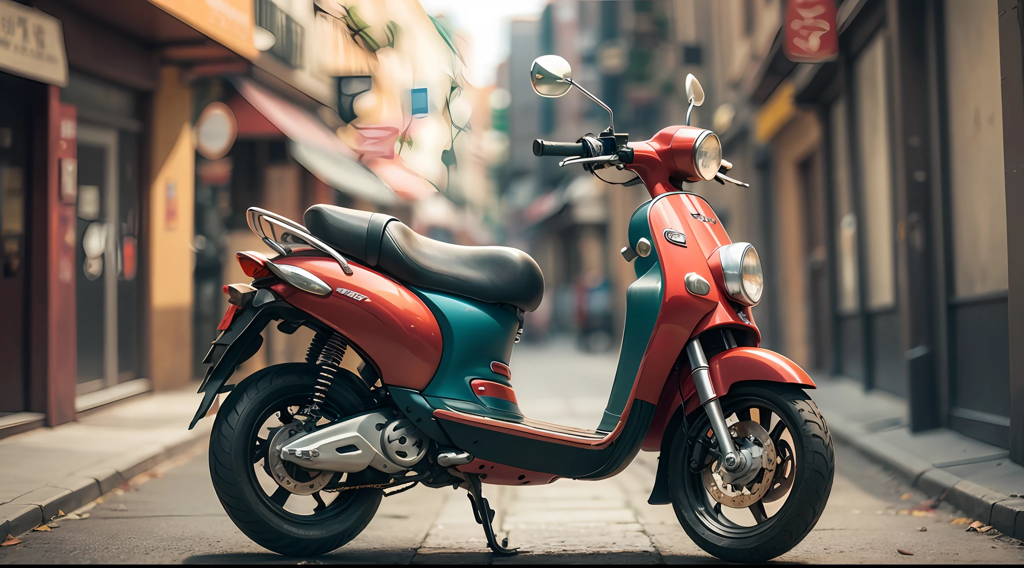 monkey on top of the scooter, showing the middle finger, photorealistic, cinematographic, cinema atmosphere --auto --s2