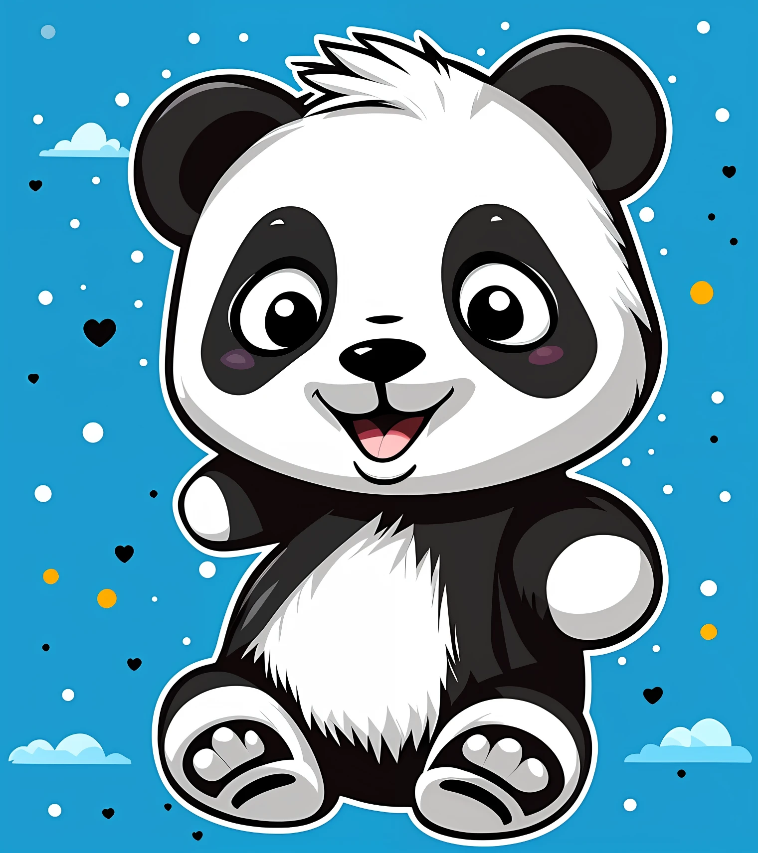 cartoon panda bear with a black jacket and white pants, cute panda, panda panda panda, panda, a cute giant panda, no gradients, cute cartoon character, cartoon art style, cute digital art, cute animal, cartoon artstyle, cute cartoon style, cartoon illustration, cartoonish cute, cute cartoon, kid, in cartoon style