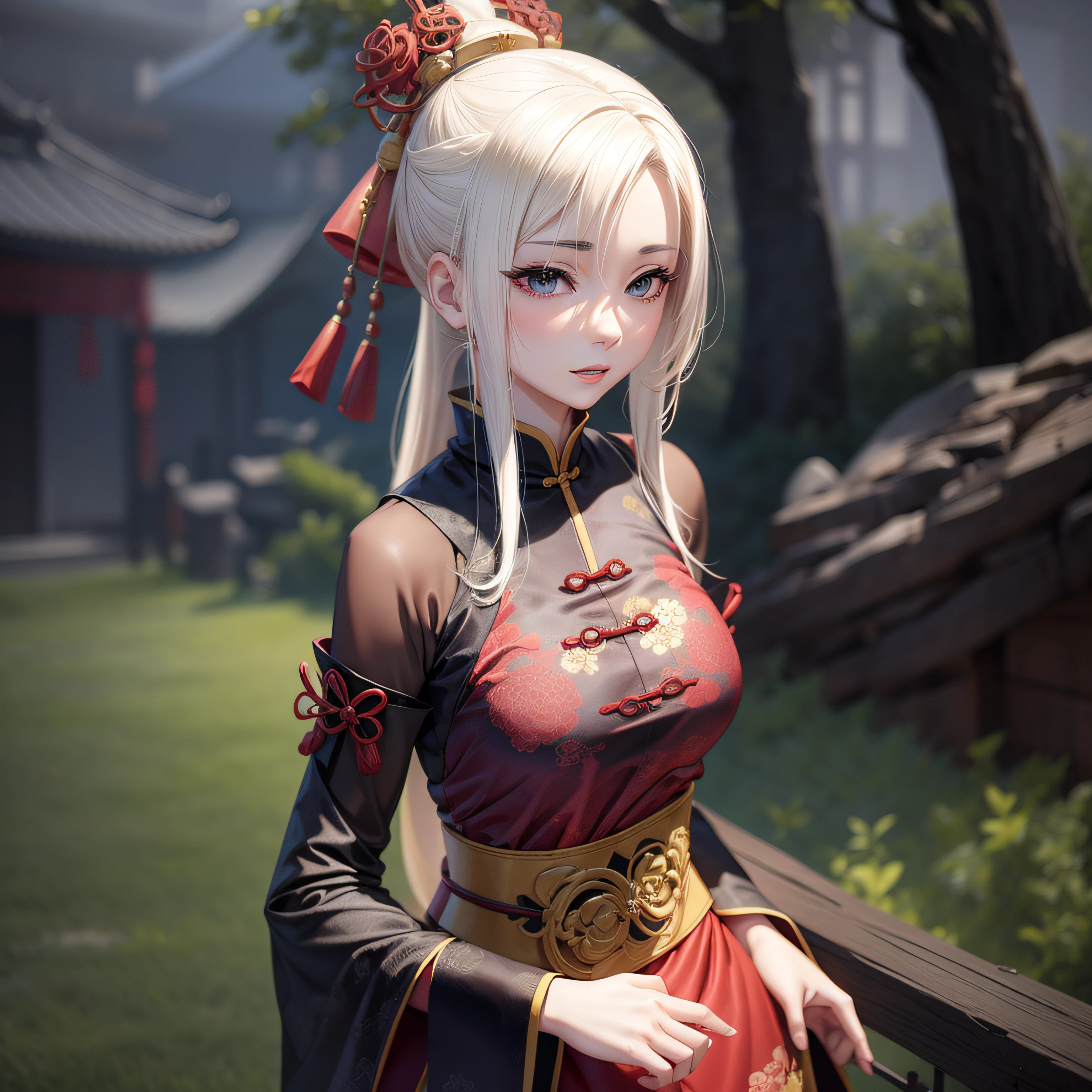 Beauty Anime Style China Outfit Blonde Bob --auto