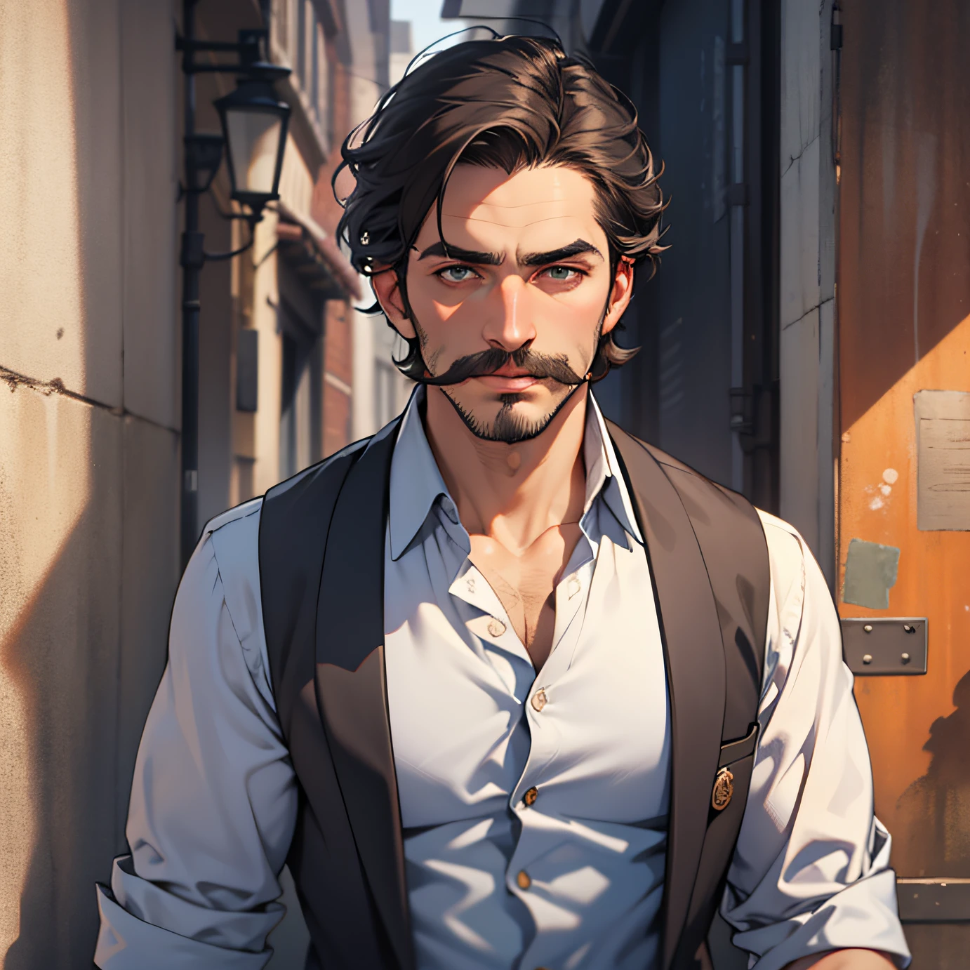 French man with a thin mustache and social clothing