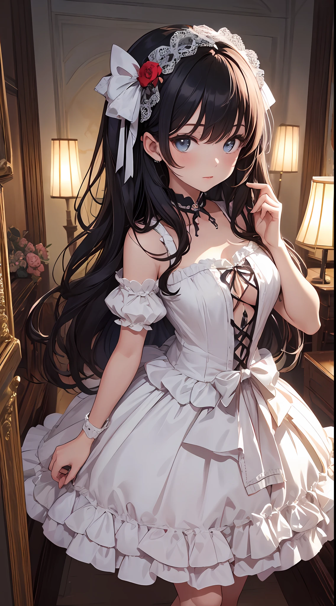 "A ray of light shines into the dimly lit room, and in the center of it are Japan -year-old g, whofaces are full of spirit-like innocence, whose transparency and potential for the future give them a fascinating presence.
The girl wears a gothic Lolita-style fluffy dress. Its velvet and silk materials are beautifully decorated with delicate lace and ribbons. Part of the dress is soft, bulging tulle, expressing a fluffy texture that makes you feel impressed.
Her skin is transparent, and its purity can be said to be a symbol of the beautiful girl that Akiba men yearn for. Her big eyes are as deep as a lake, and they are filled with curiosity and innocence.
Her presence is like an art in the room. The fusion of innocence and possibility is not only visually beautiful, but also deeply resonates in the heart.
In this work, the transparency of the girl, the texture of her clothes, the composition in which she comes forward, everything is delicately depicted in detail. It's a masterpiece of the best."
Her skin is crystal clear white, and its transparency emphasizes her purity and anticipation for the future. Her big eyes are as quiet and deep as a lake, and her gaze is full of innocence and curiosity.
Her presence radiates a charm that no one in the room can take their eyes off of. Her innocence and great potential for the future make her special.
In this work, the transparency of the girl, the texture of her clothes, the composition in which she comes forward, all of these are delicately depicted in detail. I would say masterpiece of the best." The image should be hyper-realistic, highly detailed, and in high-resolution 16k. Use a Sony Alpha 1 Mirrorless Camera with a Sony FE 24-105mm f/4 G OSS lens. Set the ISO sensitivity to 32,000 and the shutter speed to 1/125 second. The image should be framed in such a way that the girl is in the center, with the vast starry sky above and the rolling hills of "Princess Mononoke" in the background. --ar 16:9 --