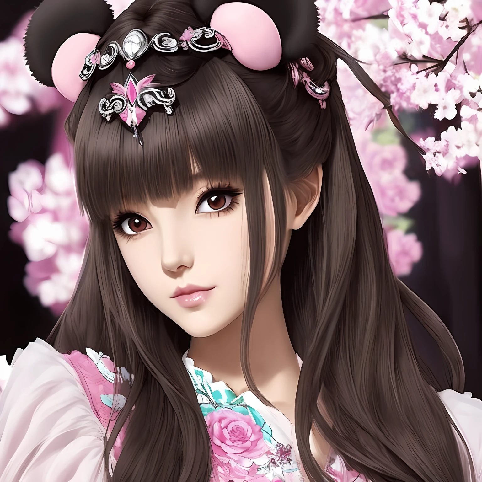 Anime Style Pink Loosely Curling Hair Long Hair Panda Headgear --auto