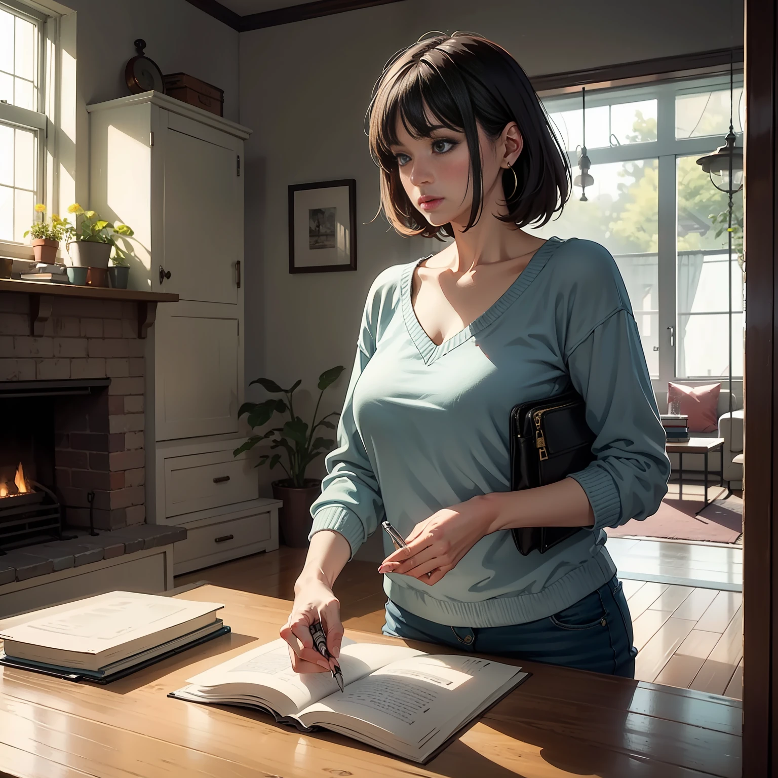 Middle-aged woman at home