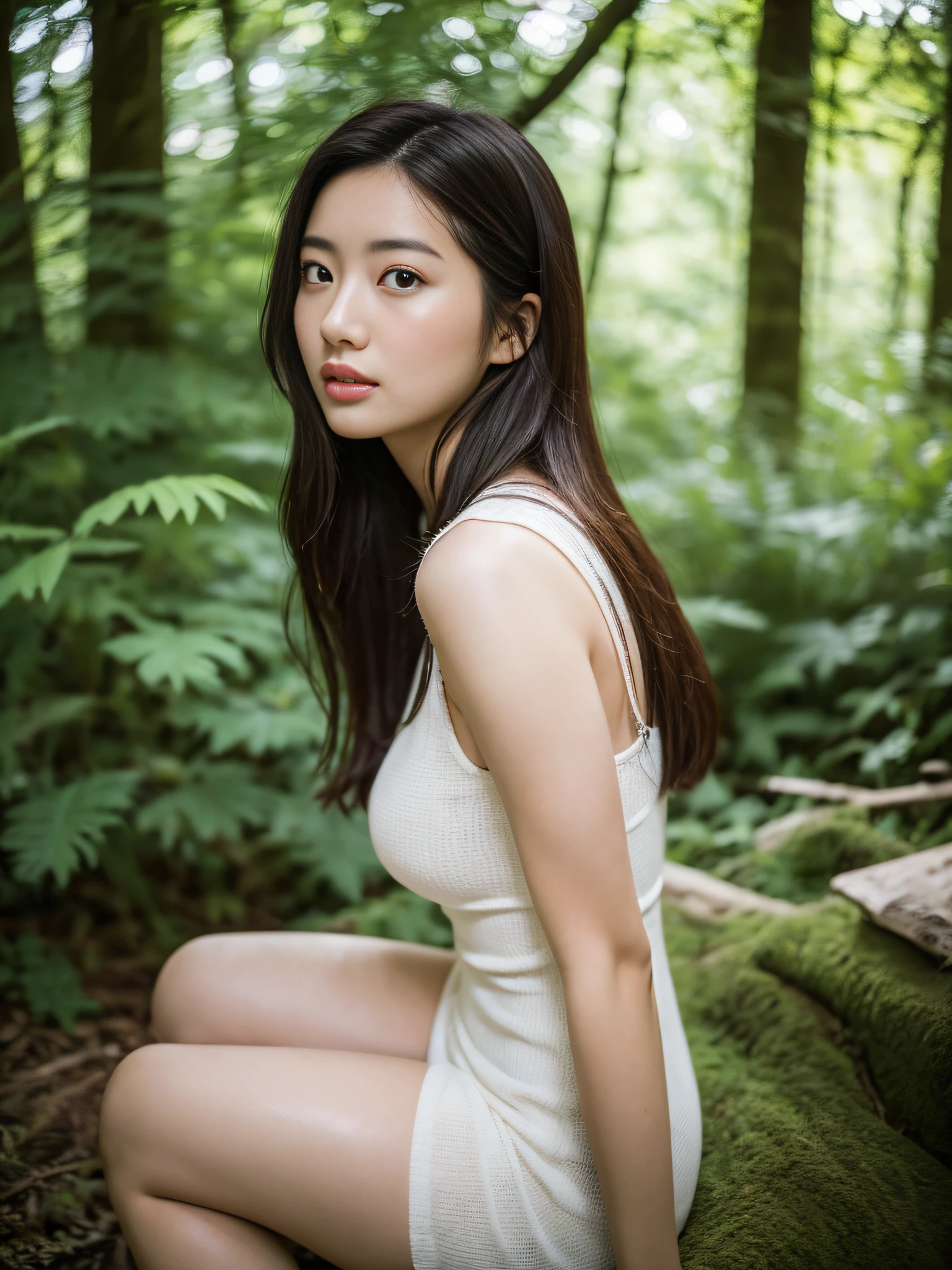 there is a woman sitting in a tub in the woods, a young asian woman, young asian girl, young asian woman, shot on canon eos r5, shot on canon eos r 5, beautiful young korean woman, an asian woman, soft portrait shot 8 k, beautiful young asian woman, shot on leica sl2, gorgeous young korean woman, asian girl, --auto