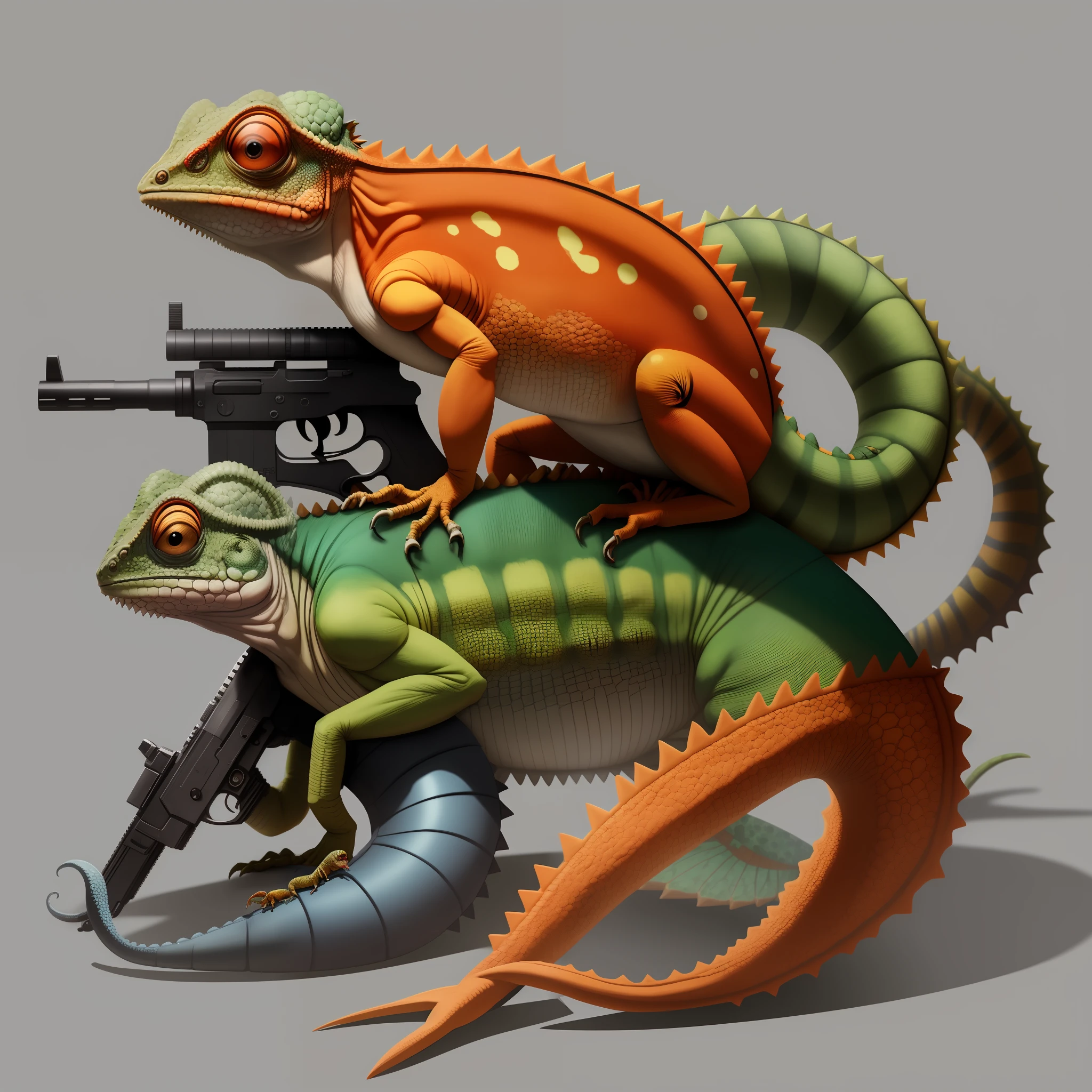Chameleon with guns