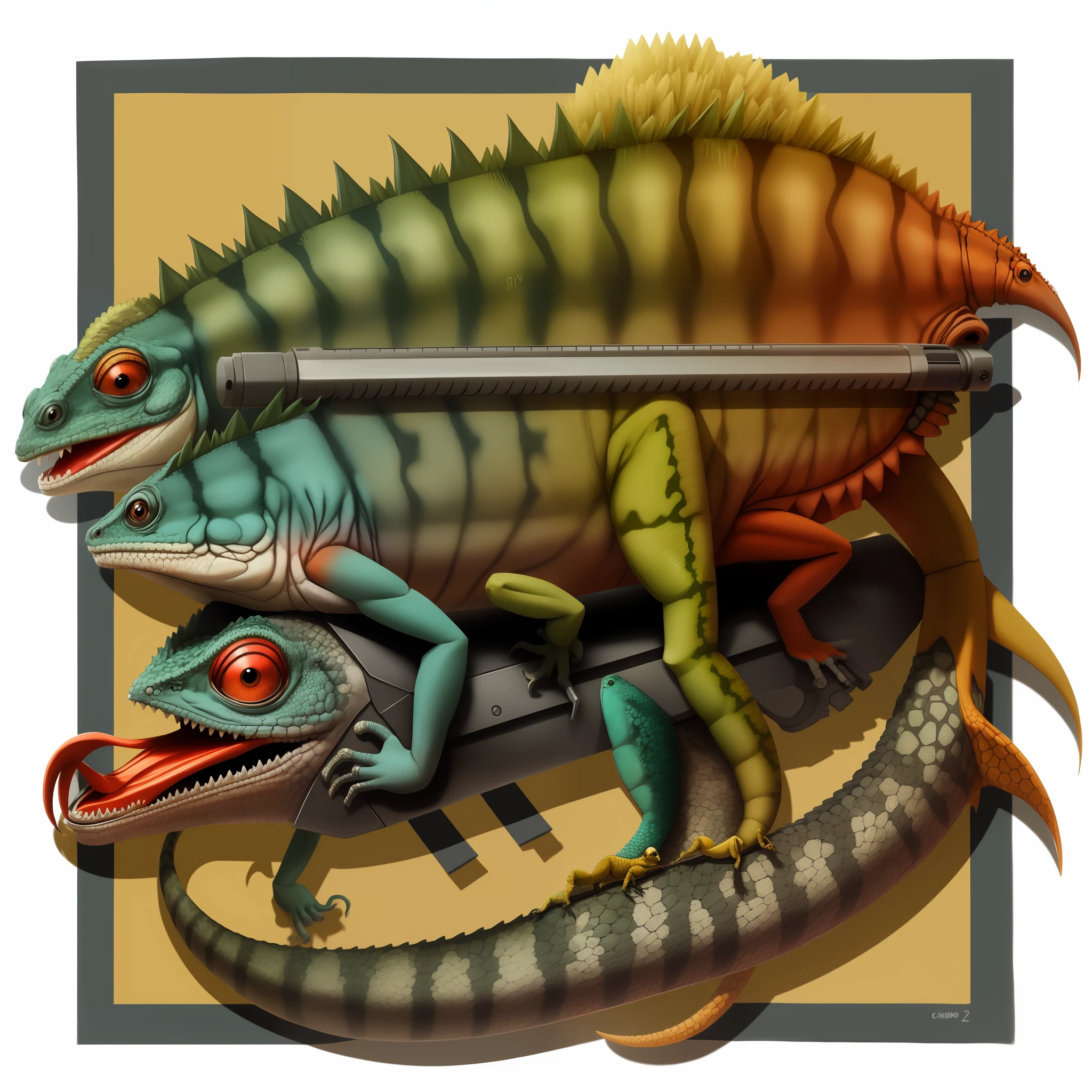 Chameleon with guns