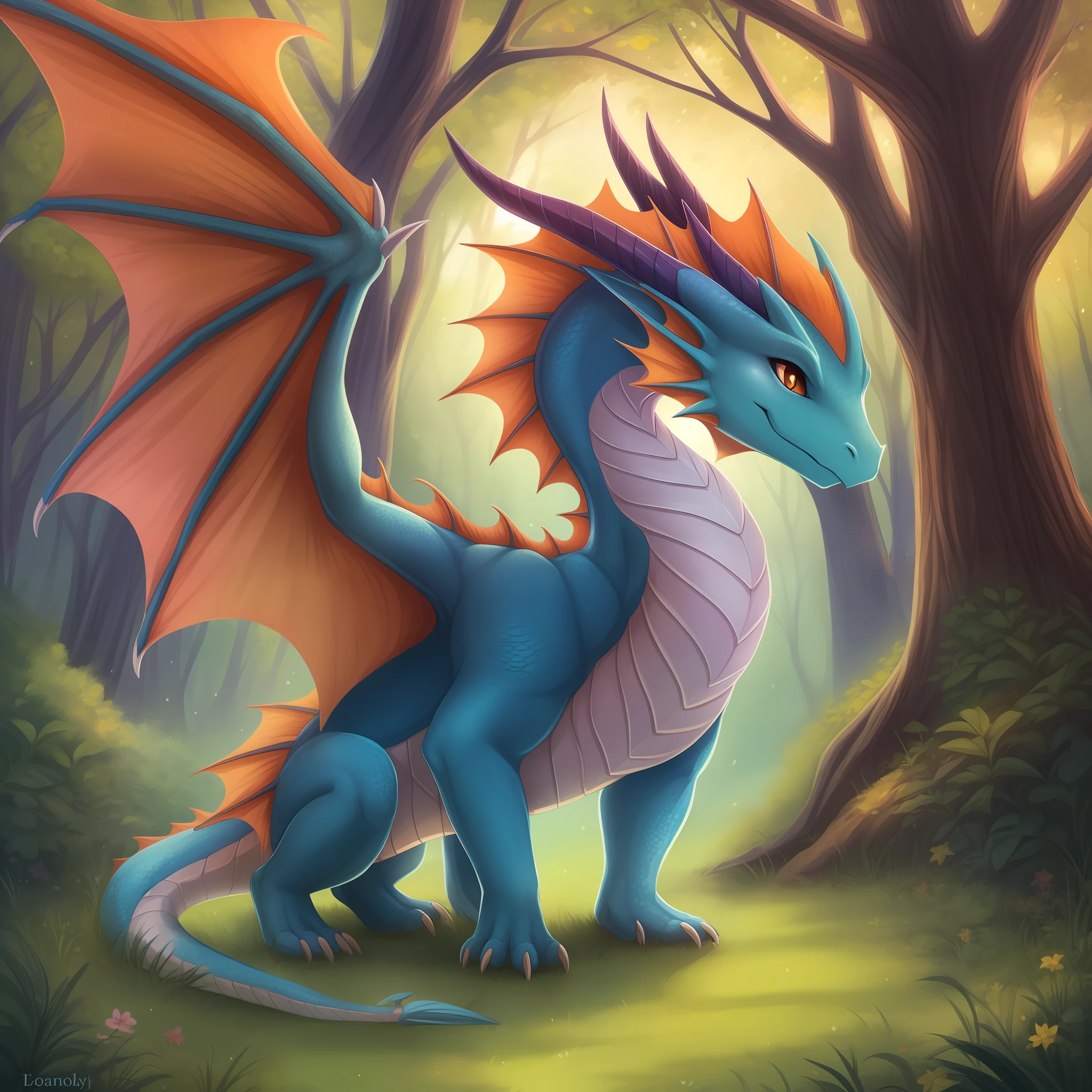 Baby dragon, single, illustration, for picture book, without background