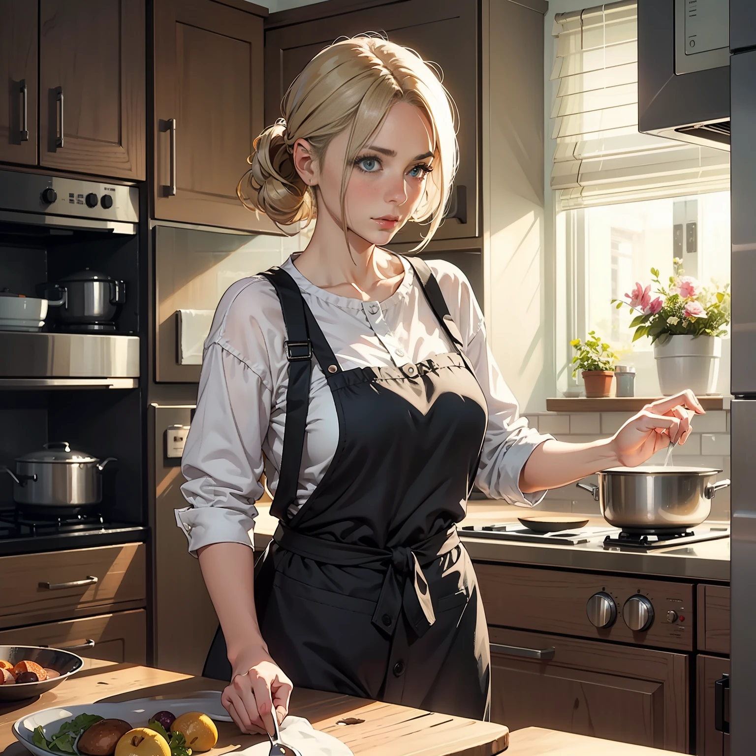 Middle-aged woman in kitchen
