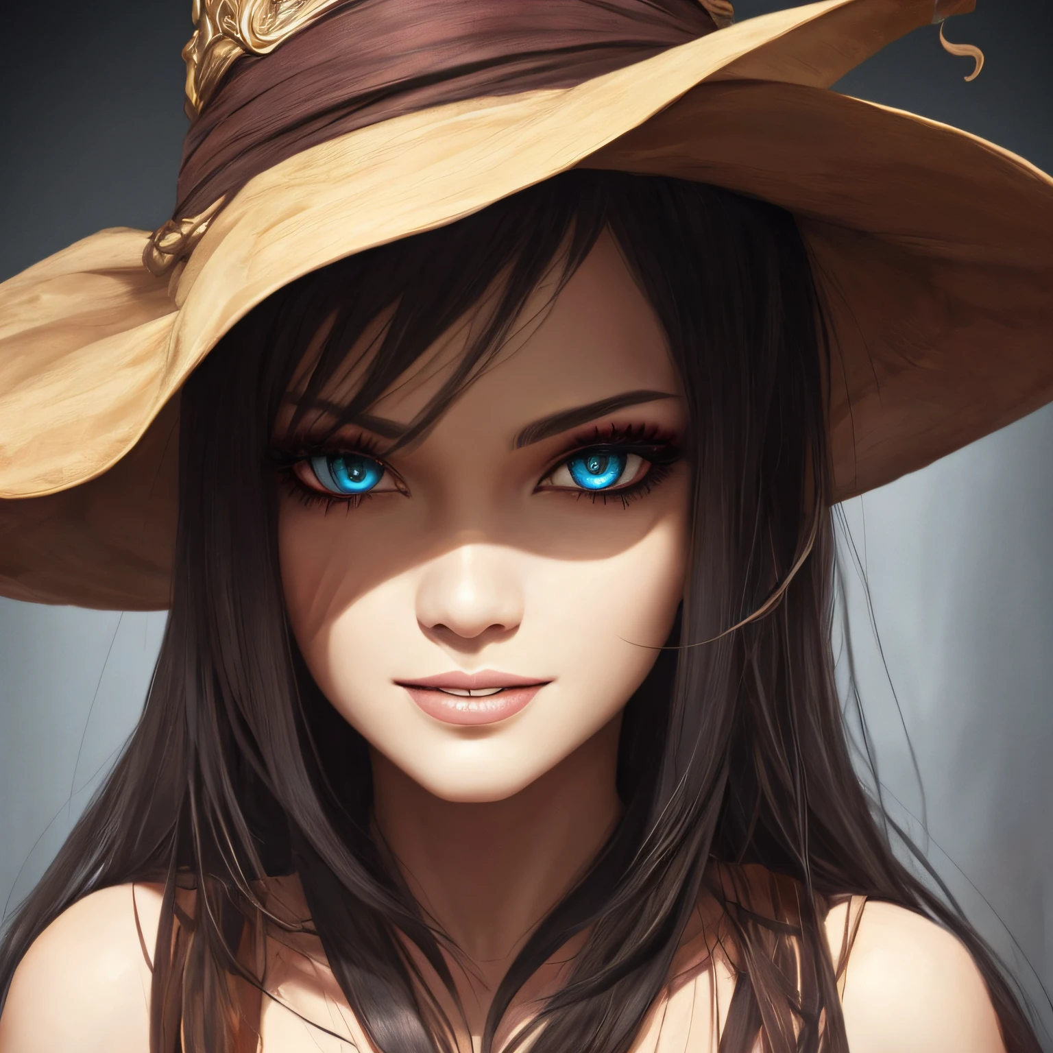 masterpiece,portrait,closeup on the face, beautiful face, beautiful eyes,witch, evil laugh,eye shadow, best shadow --auto